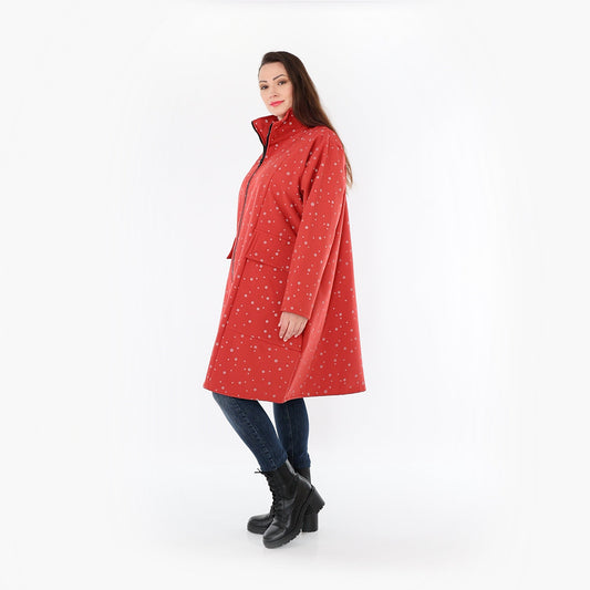 AKH Fashion 7036 Mantel, Rot-Grau