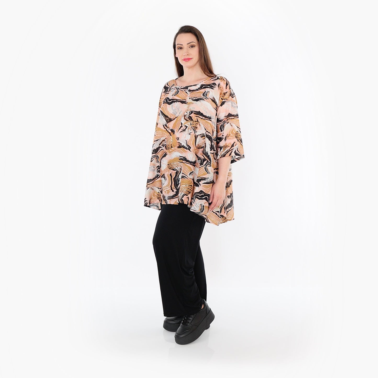 AKH Fashion 593 Big Shirt, Cognac-Rosa-Schwarz