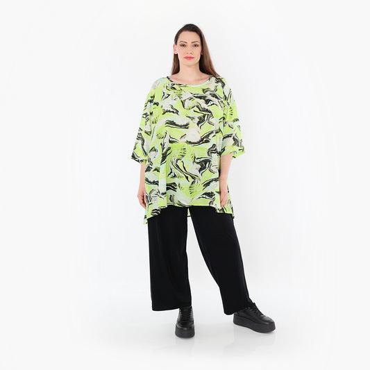 AKH Fashion 593 Big Shirt, Grün-Türkis-Schwarz