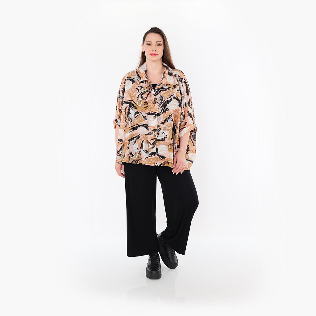 AKH Fashion · Bluse · Marry · 7092 · Cognac/Rosa/Schwarz