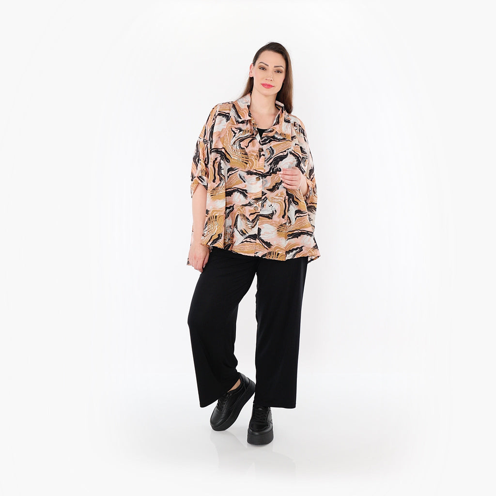 AKH Fashion · Bluse · Marry · 7092 · Cognac/Rosa/Schwarz