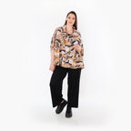 AKH Fashion · Bluse · Marry · 7092 · Cognac/Rosa/Schwarz