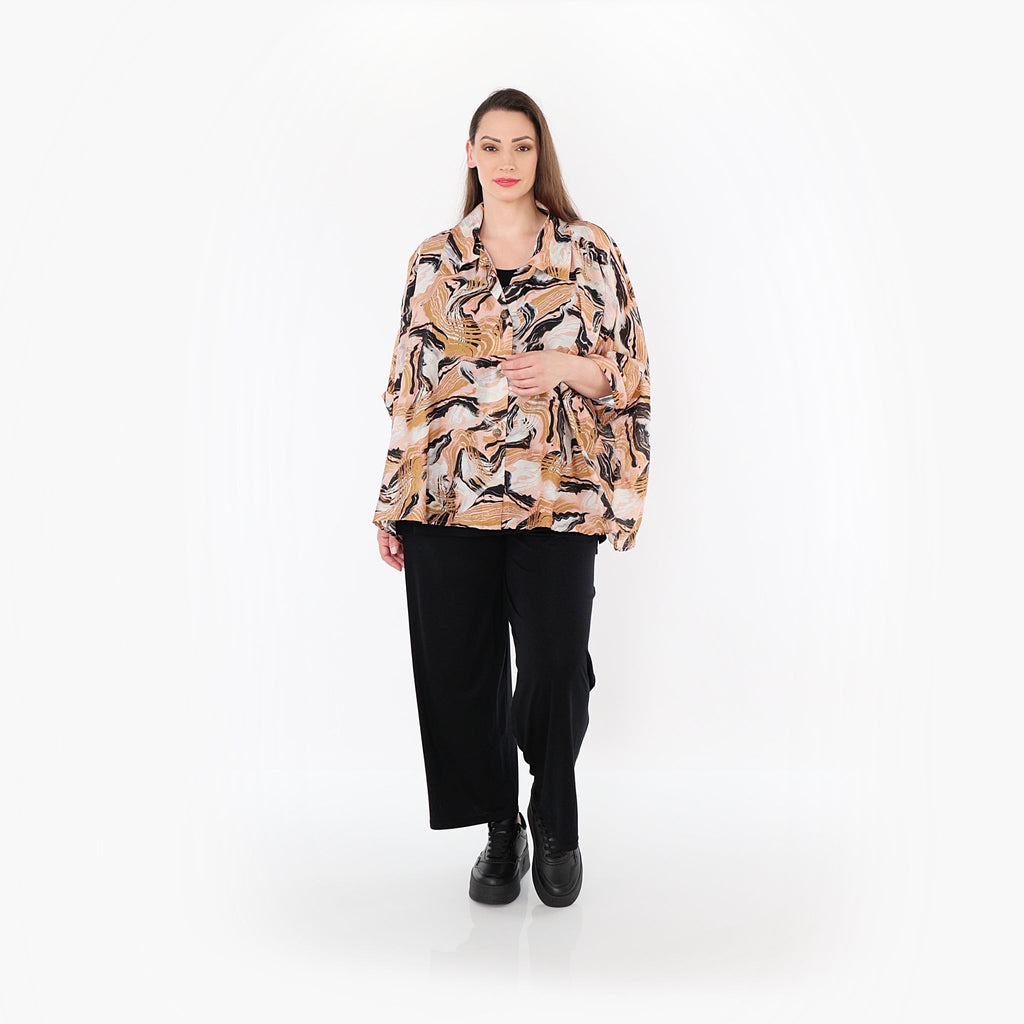AKH Fashion · Bluse · Marry · 7092 · Cognac/Rosa/Schwarz