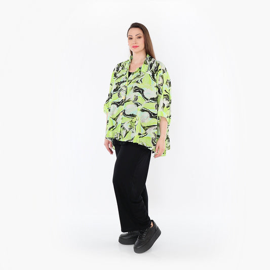 AKH Fashion 7092 Bluse, Grün-Türkis-Schwarz