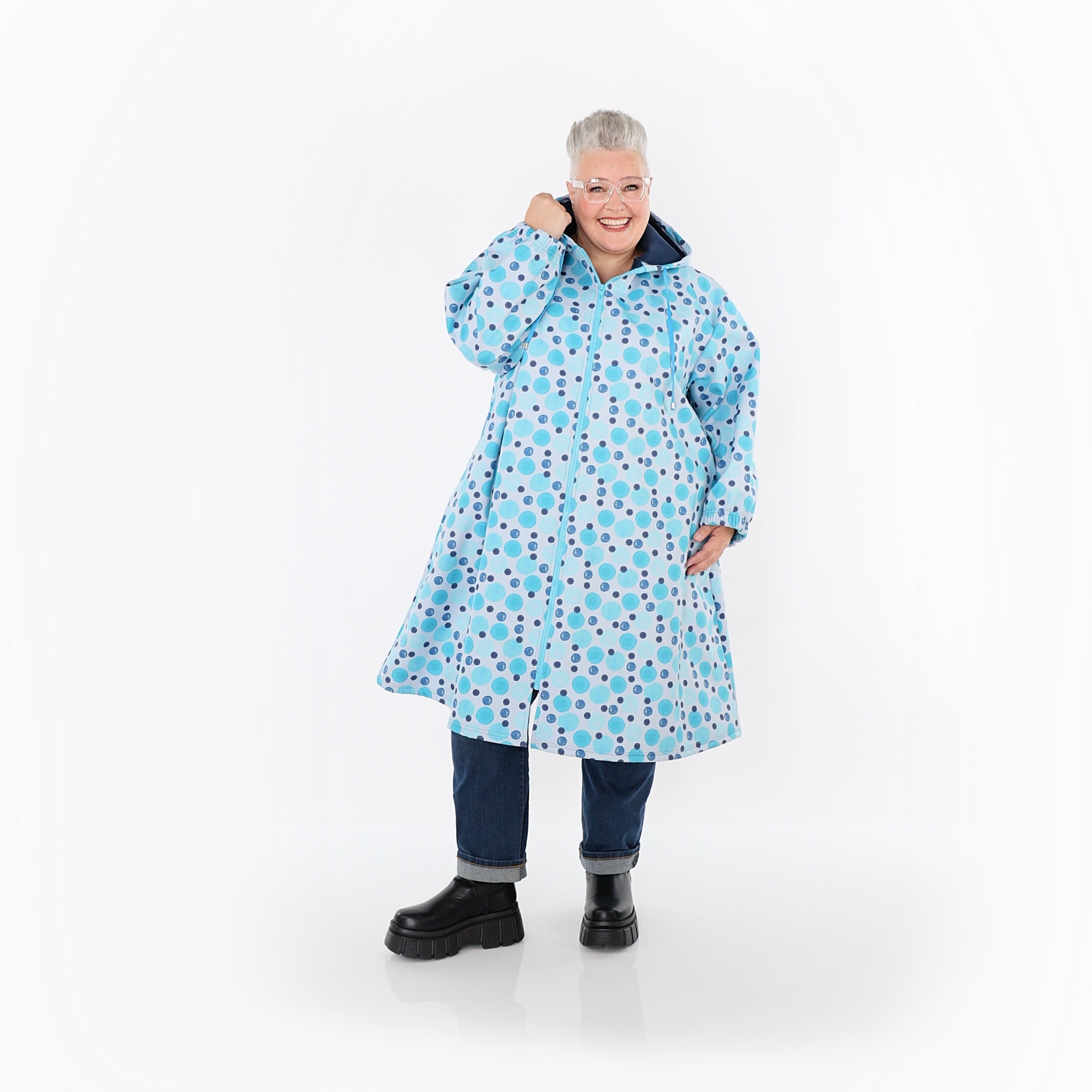 Manteau AKH Fashion 7102, bleu-multicolore