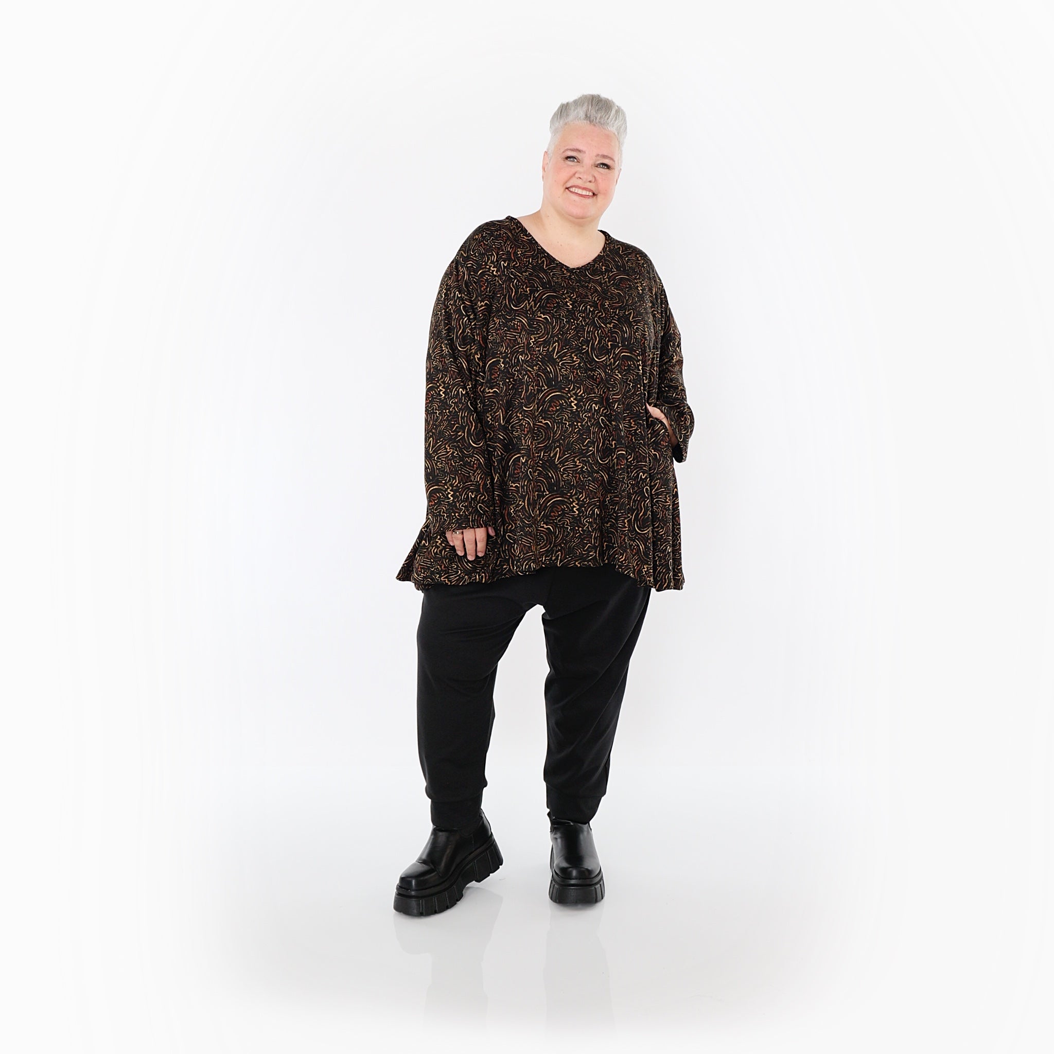 Chemise AKH Fashion 593 Big, Noir-Cognac-Orange