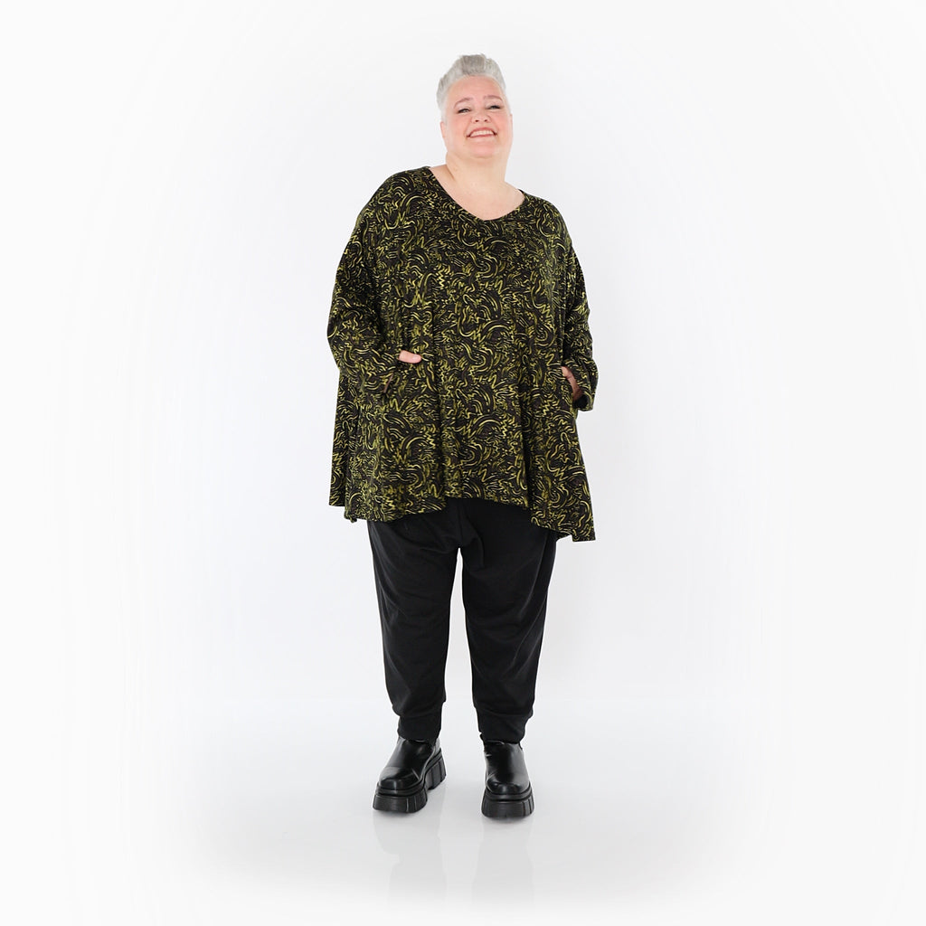 AKH Fashion Shirt 593 Terella, Black/Neon Green/Cognac