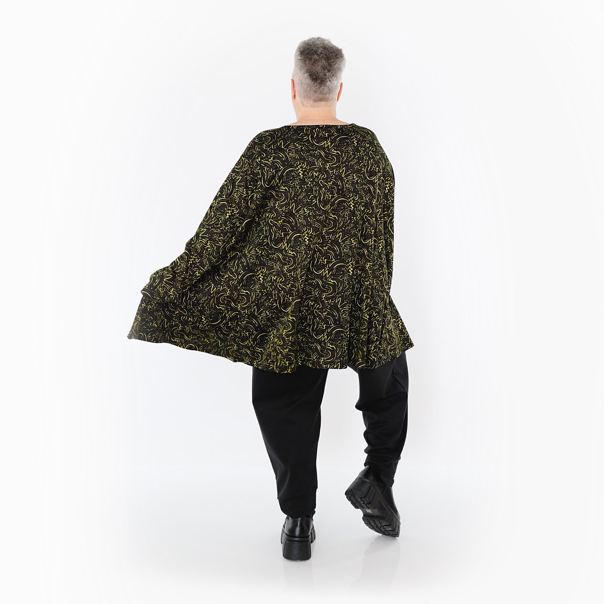 Chemise AKH Fashion 593 Big, Noir-Vert Fluo-Cognac