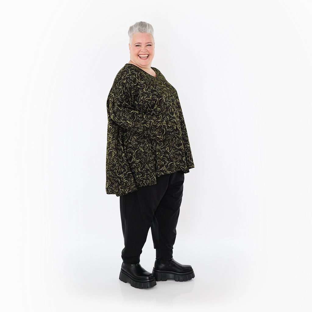 AKH Fashion Shirt 593 Terella, Black/Neon Green/Cognac