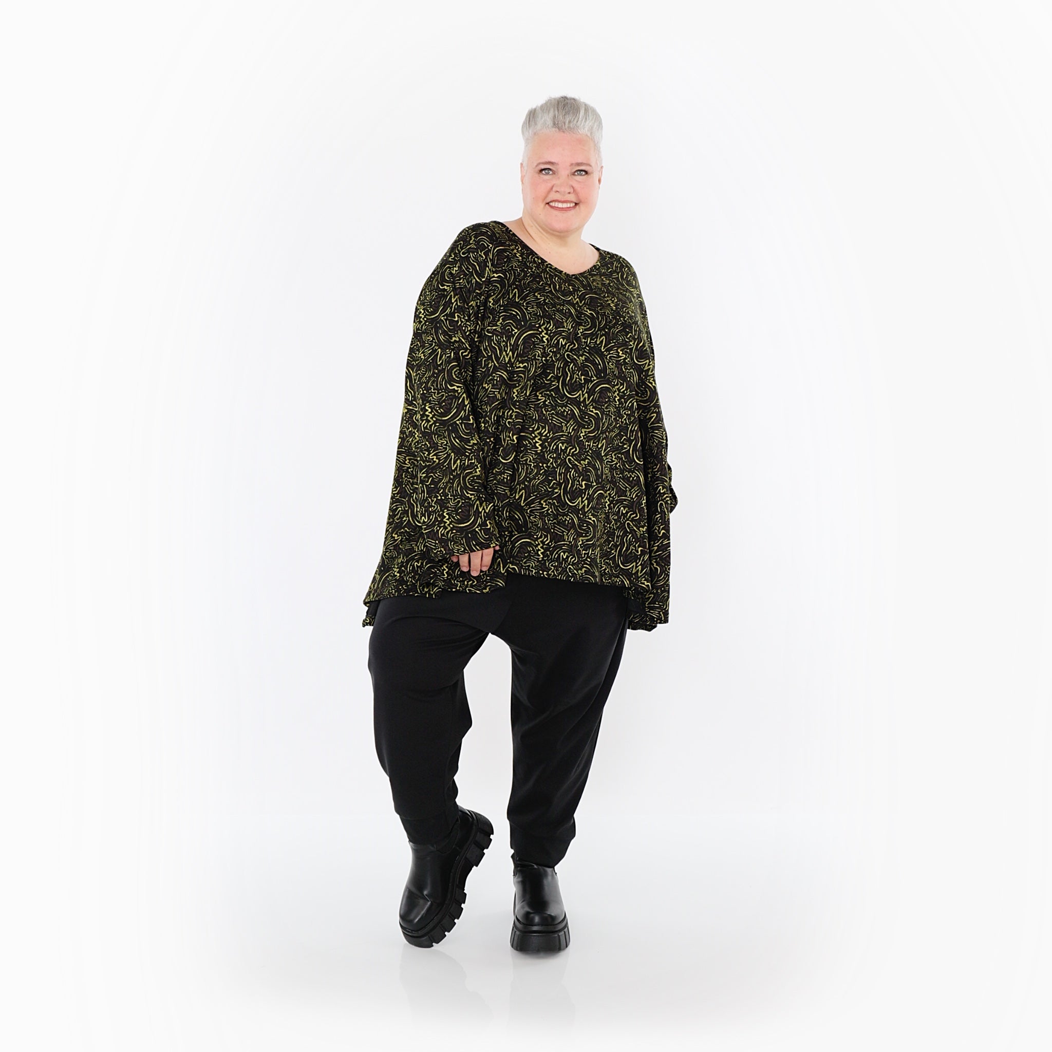 Chemise AKH Fashion 593 Big, Noir-Vert Fluo-Cognac