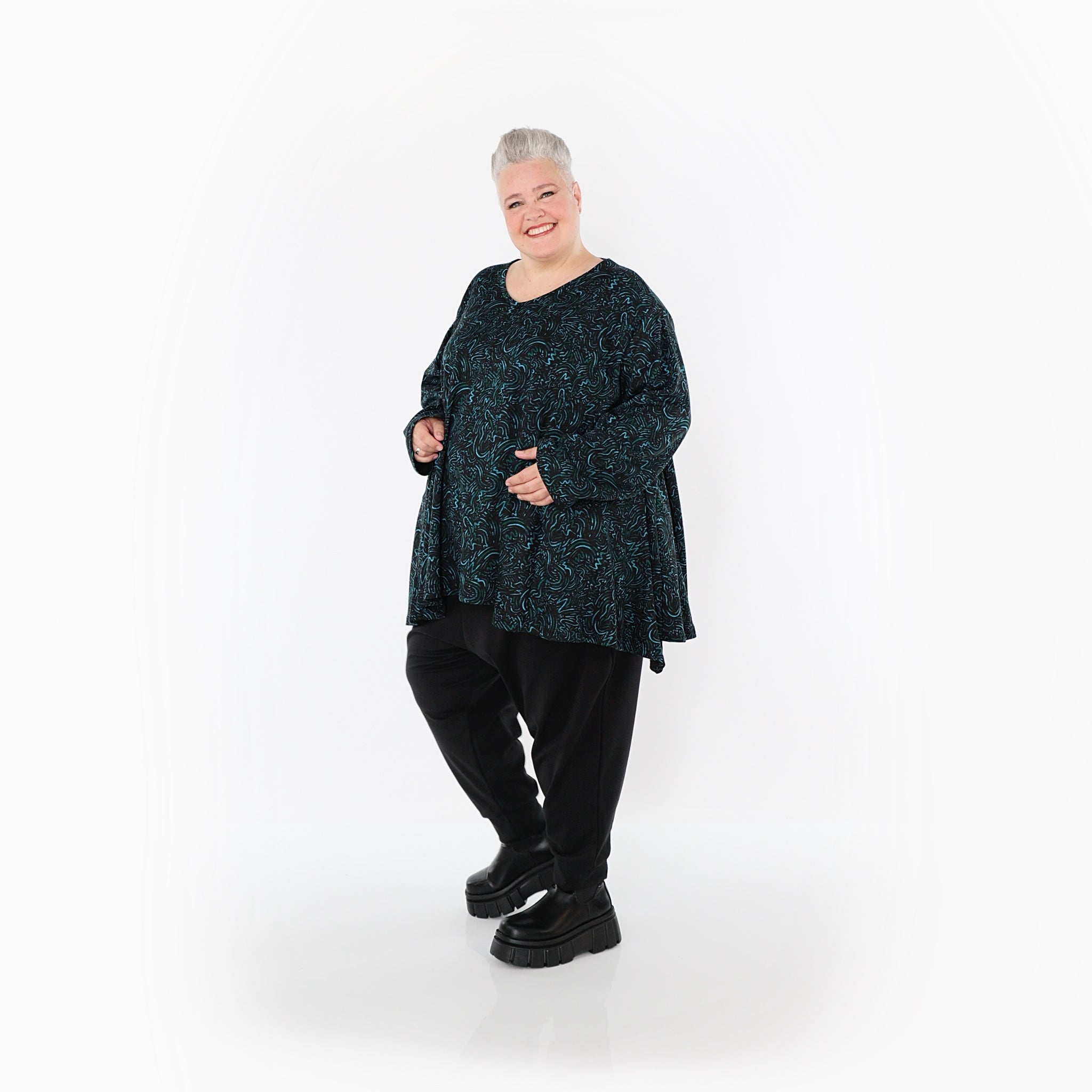 Chemise AKH Fashion 593 Big, noir-pétrole-vert