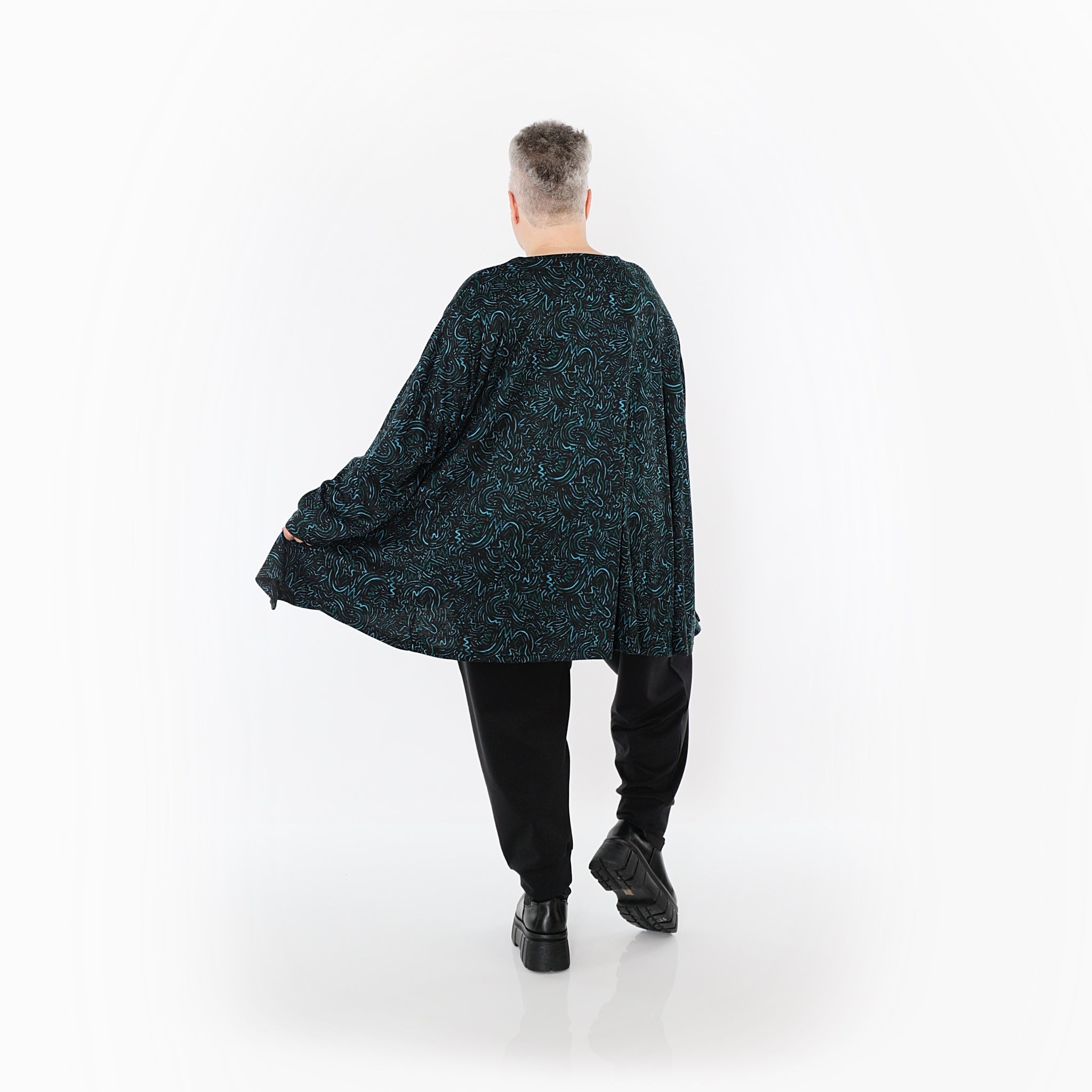 Chemise AKH Fashion 593 Big, noir-pétrole-vert
