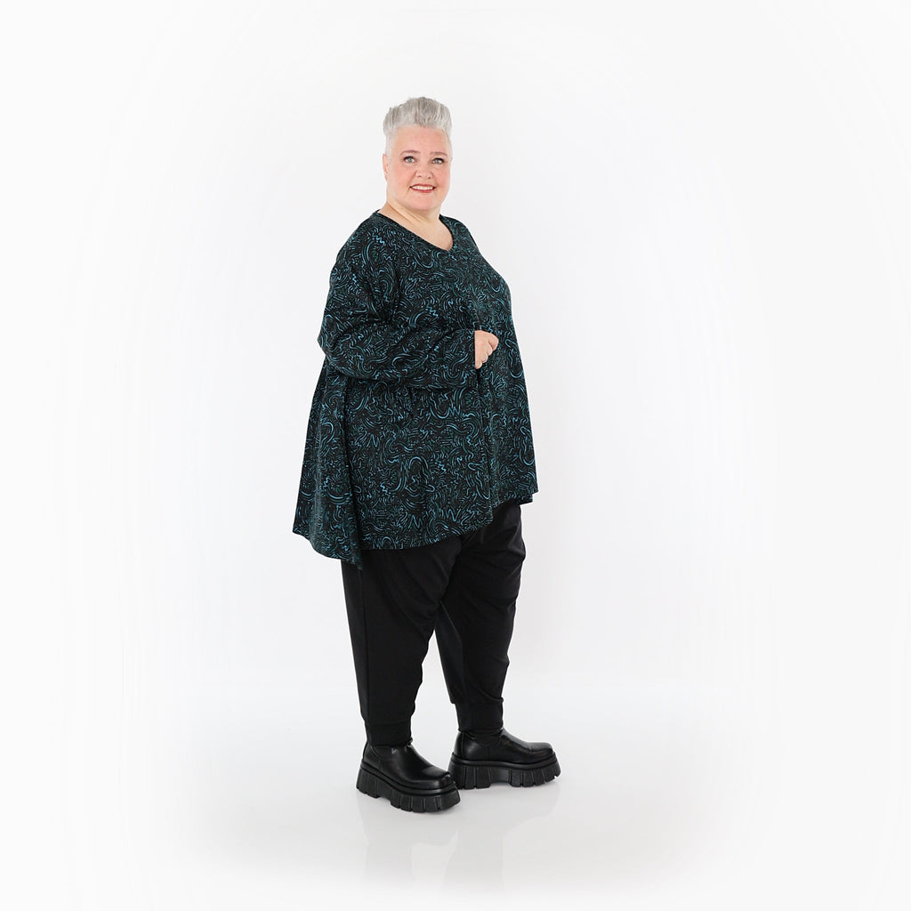 AKH Fashion · Shirt · Terella · 593 · Schwarz/Petrol/Grün