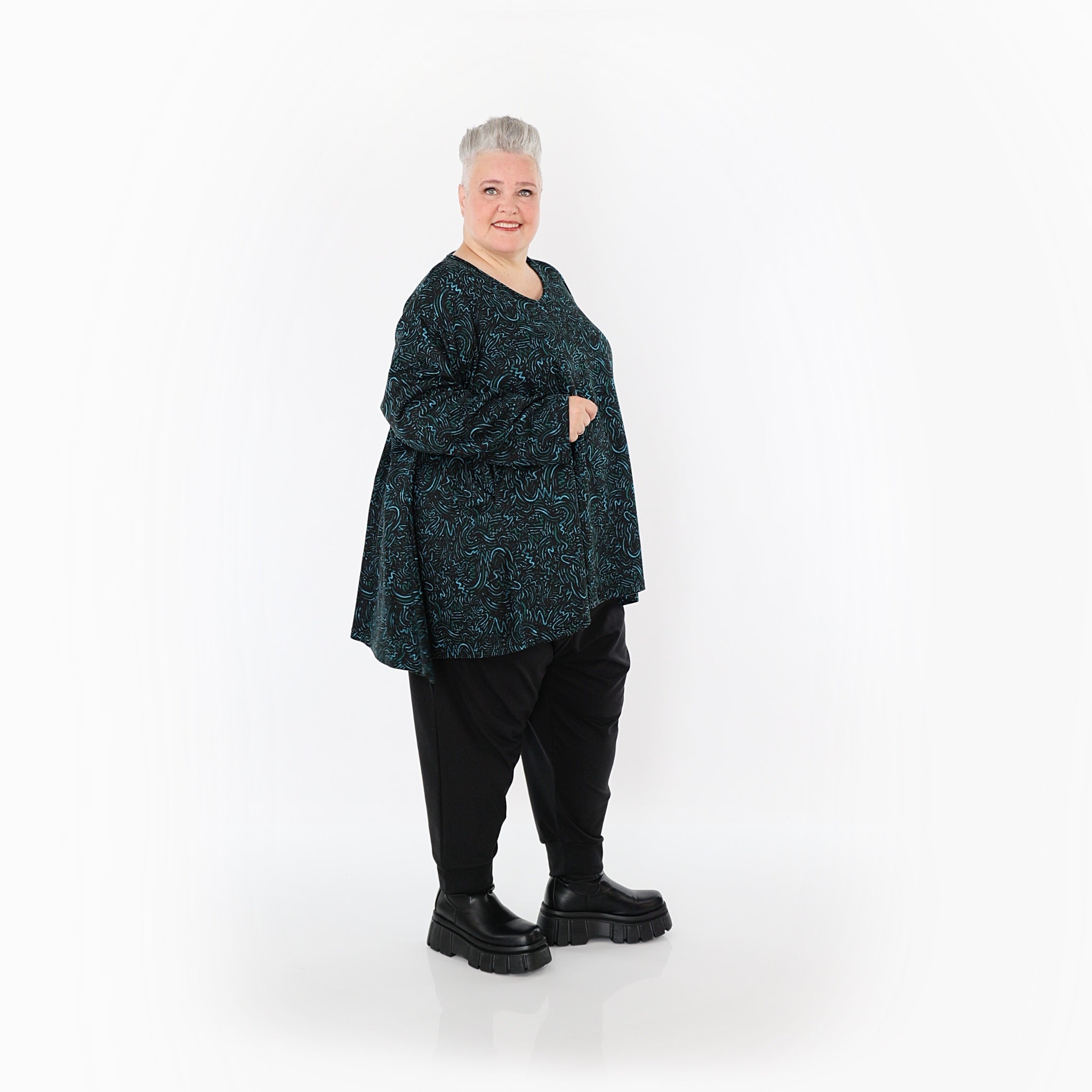 Chemise AKH Fashion 593 Big, noir-pétrole-vert