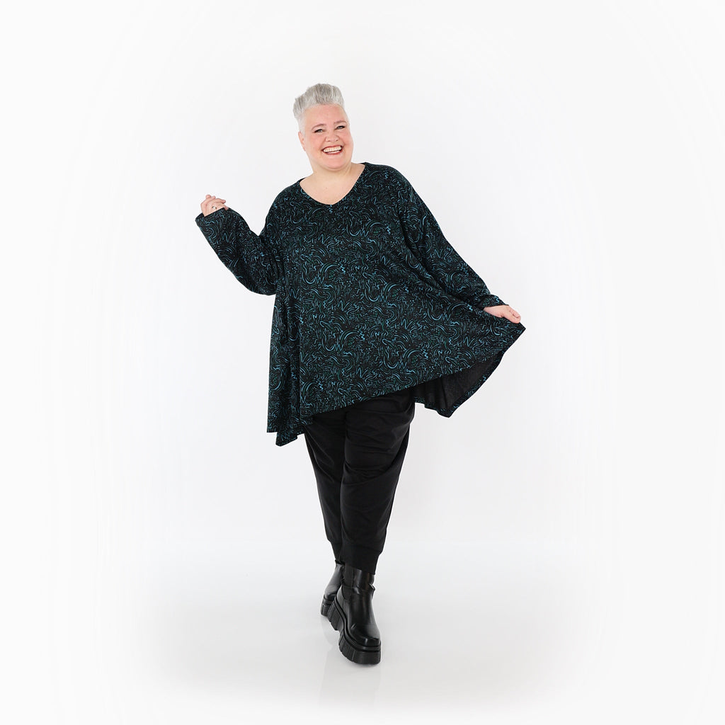 AKH Fashion · Shirt · Terella · 593 · Schwarz/Petrol/Grün