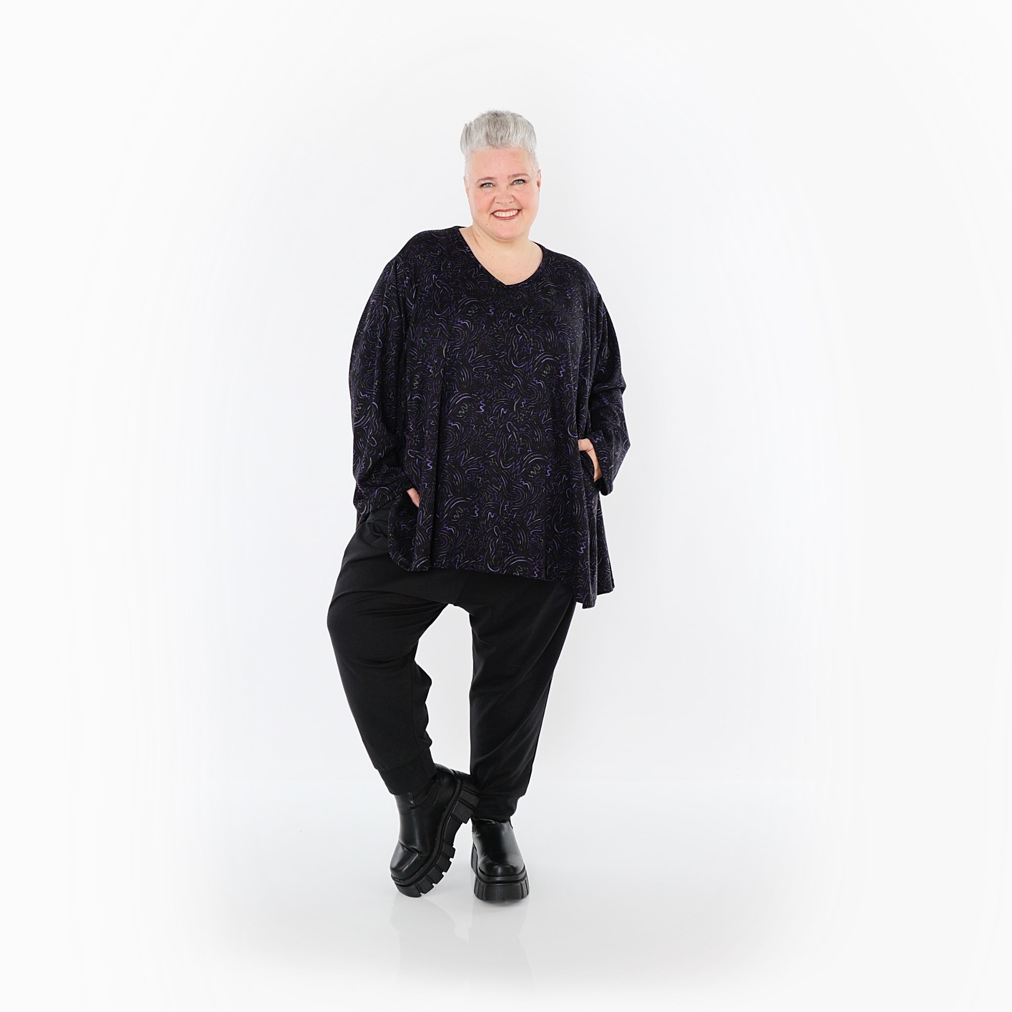 Chemise AKH Fashion 593 Big, noir-violet-gris