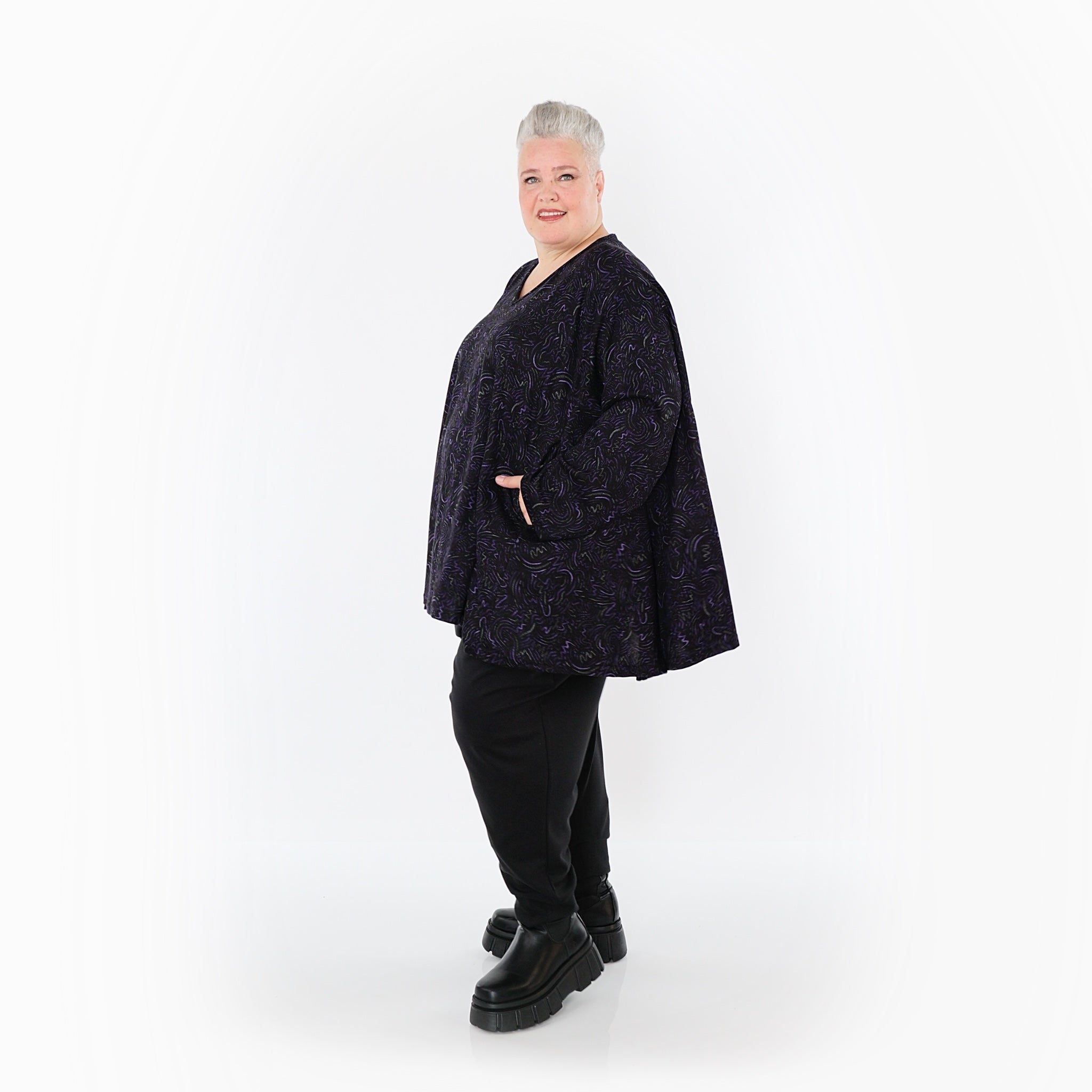 Chemise AKH Fashion 593 Big, noir-violet-gris