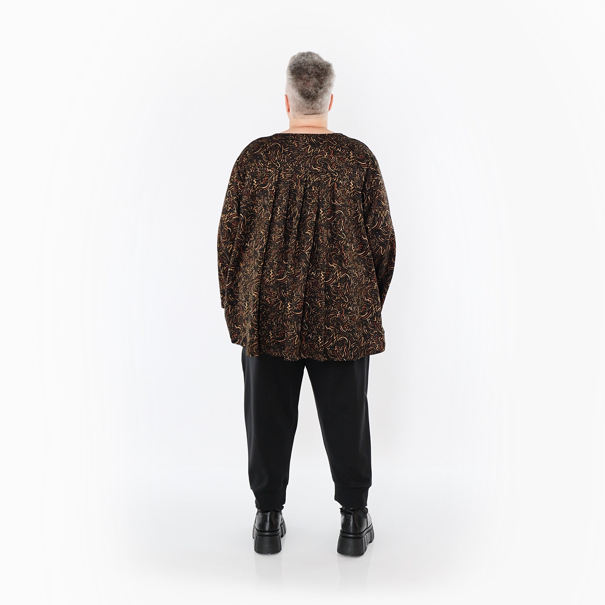 AKH Fashion 6815 Big Shirt, Black-Cognac-Orange