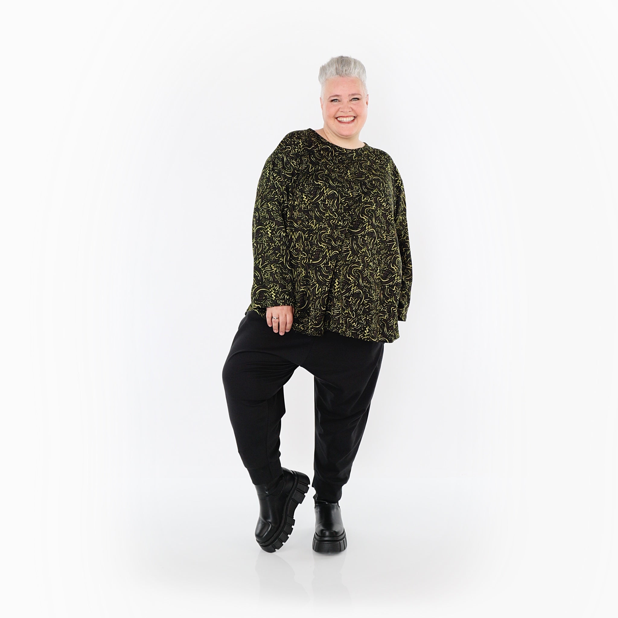 AKH Fashion · Shirt · Terella · 6815 · Schwarz/Neongrün/Cognac