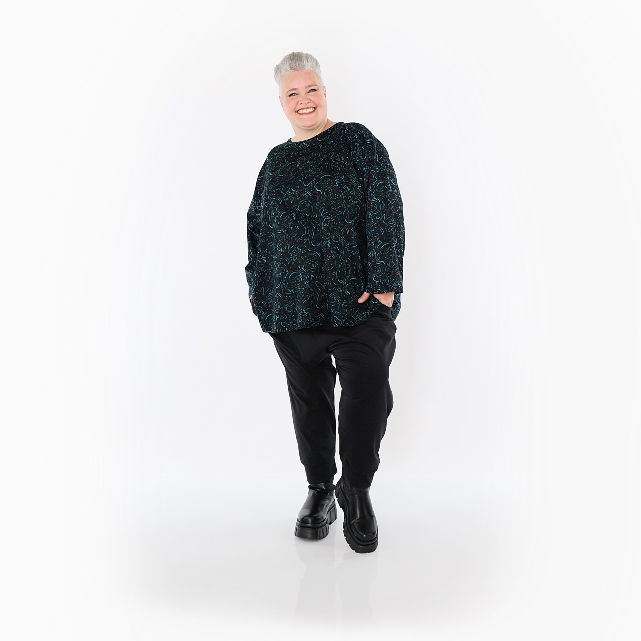 AKH Fashion · Shirt · Terella · 6815 · Schwarz/Petrol/Grün