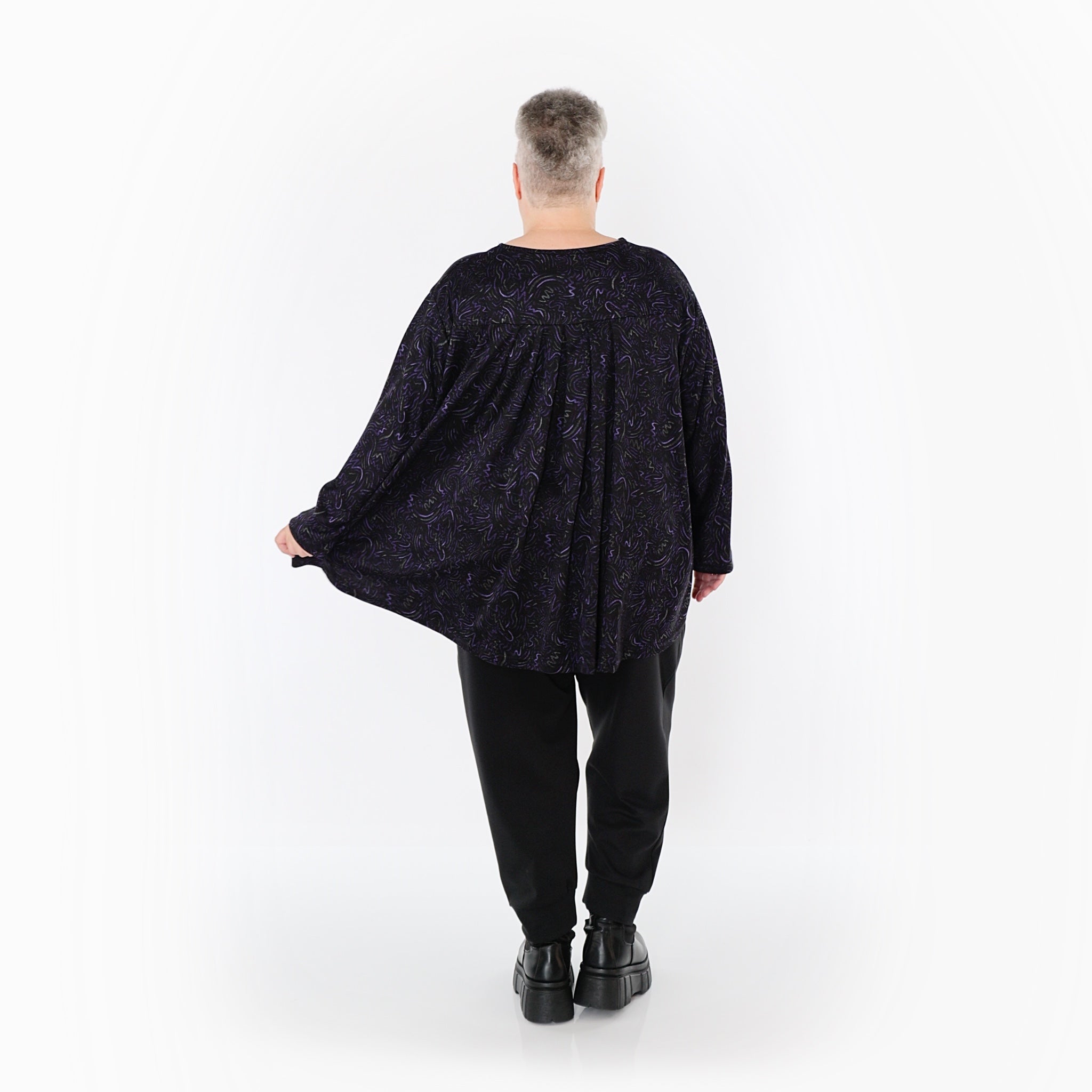 AKH Fashion 6815 Big Shirt, Black-Violet-Grey