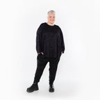Chemise ample AKH Fashion 6815, noir-violet-gris