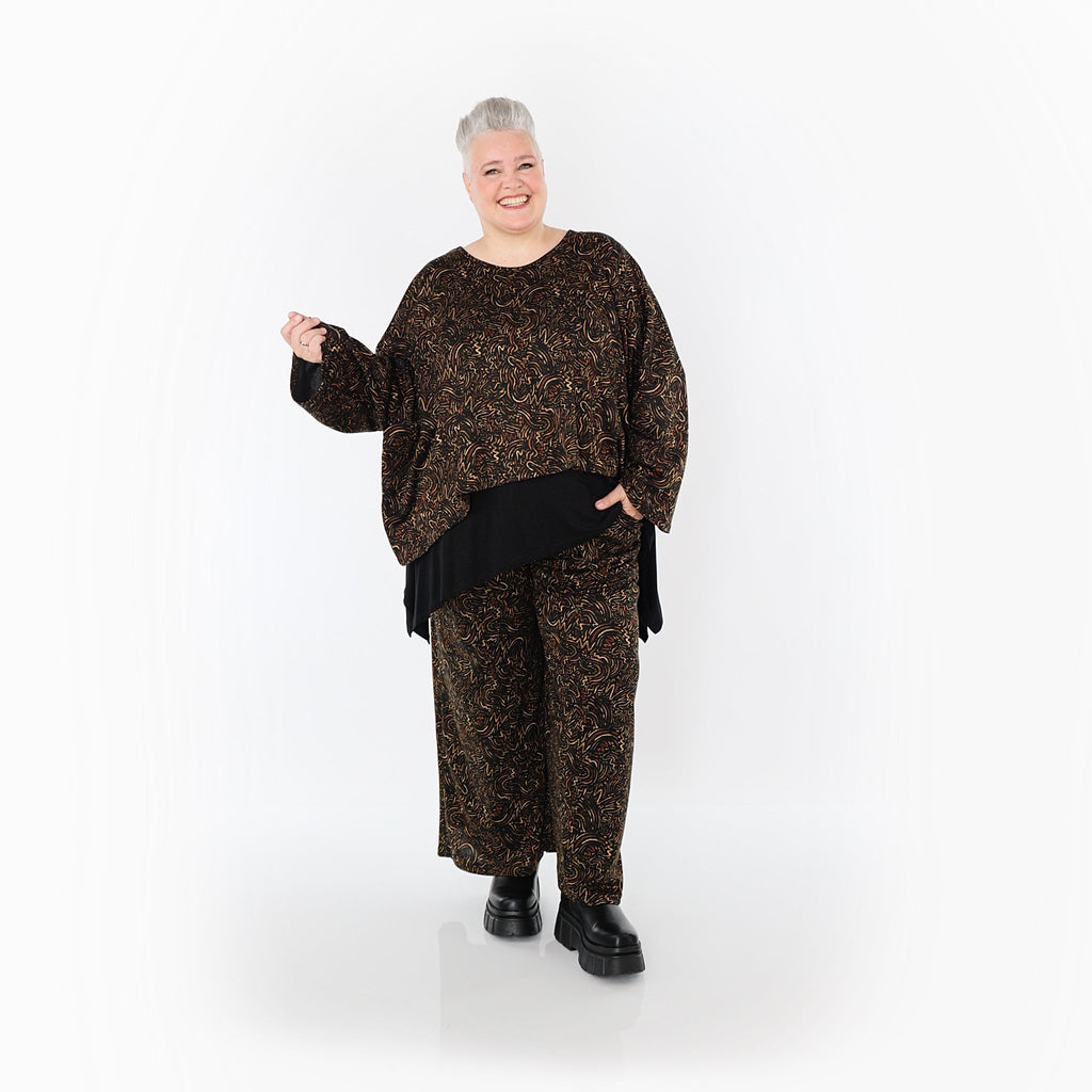 AKH Fashion Trousers 2063 Terella, Black/Cognac/Orange