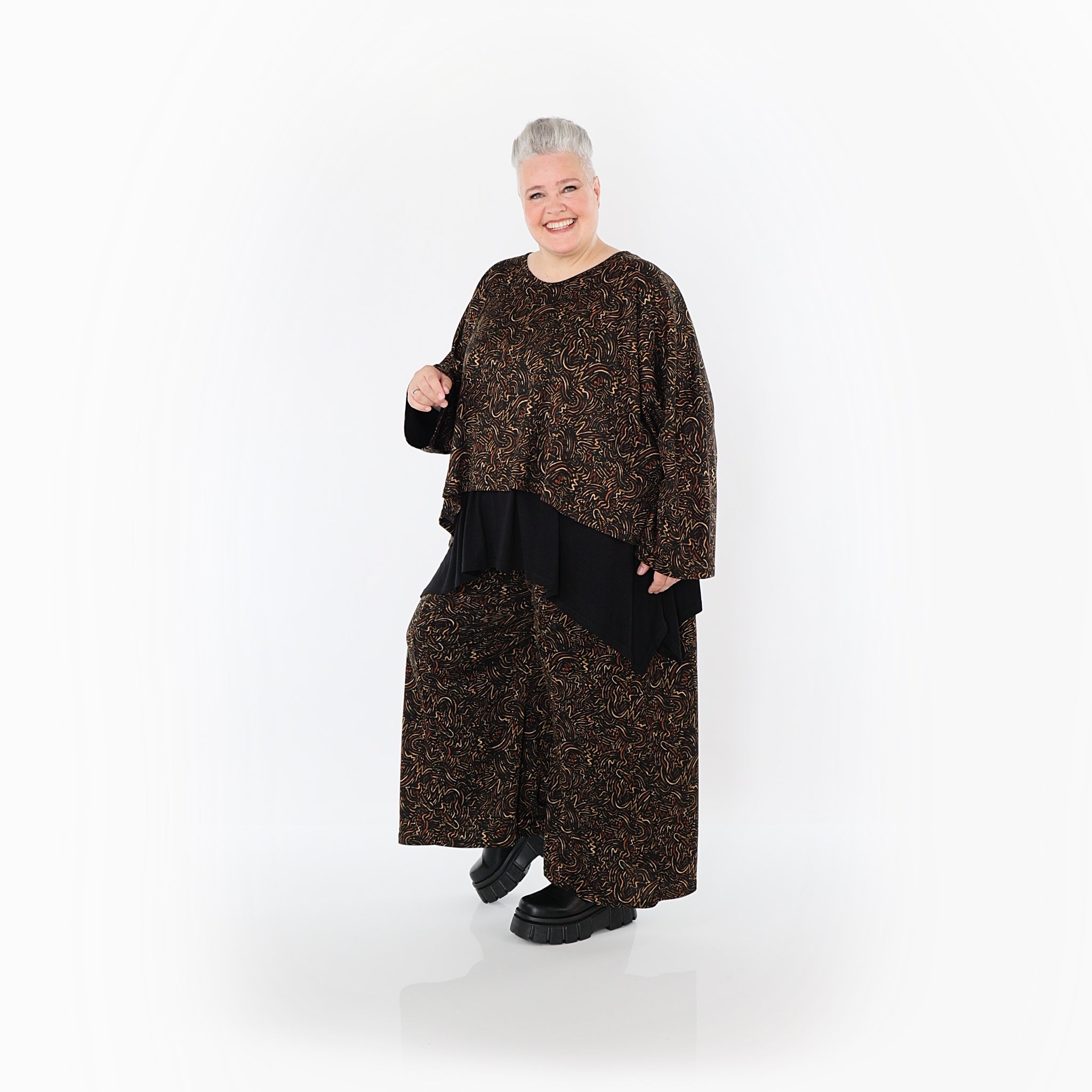 Jeté AKH Fashion 6048, noir-cognac-orange