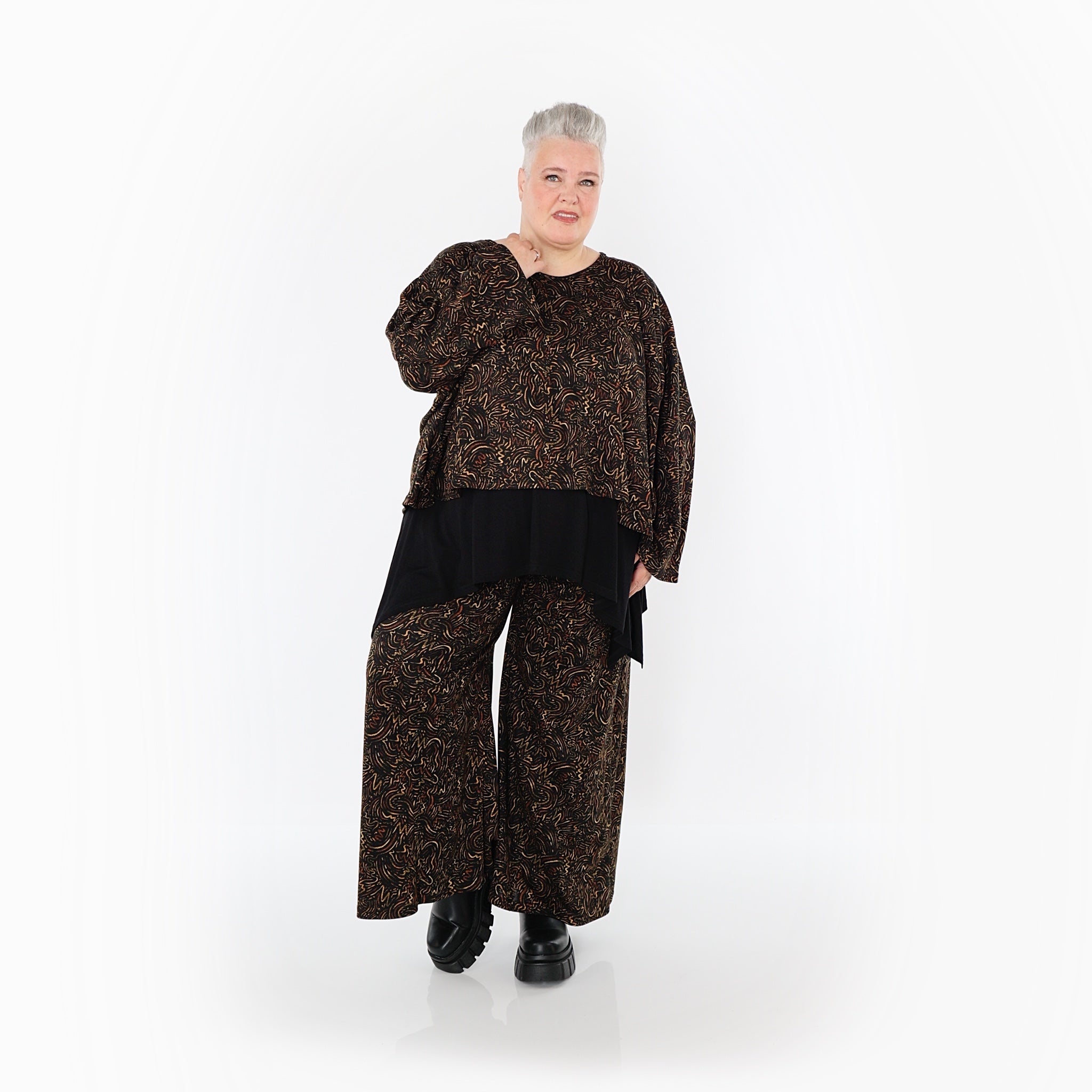 Jeté AKH Fashion 6048, noir-cognac-orange