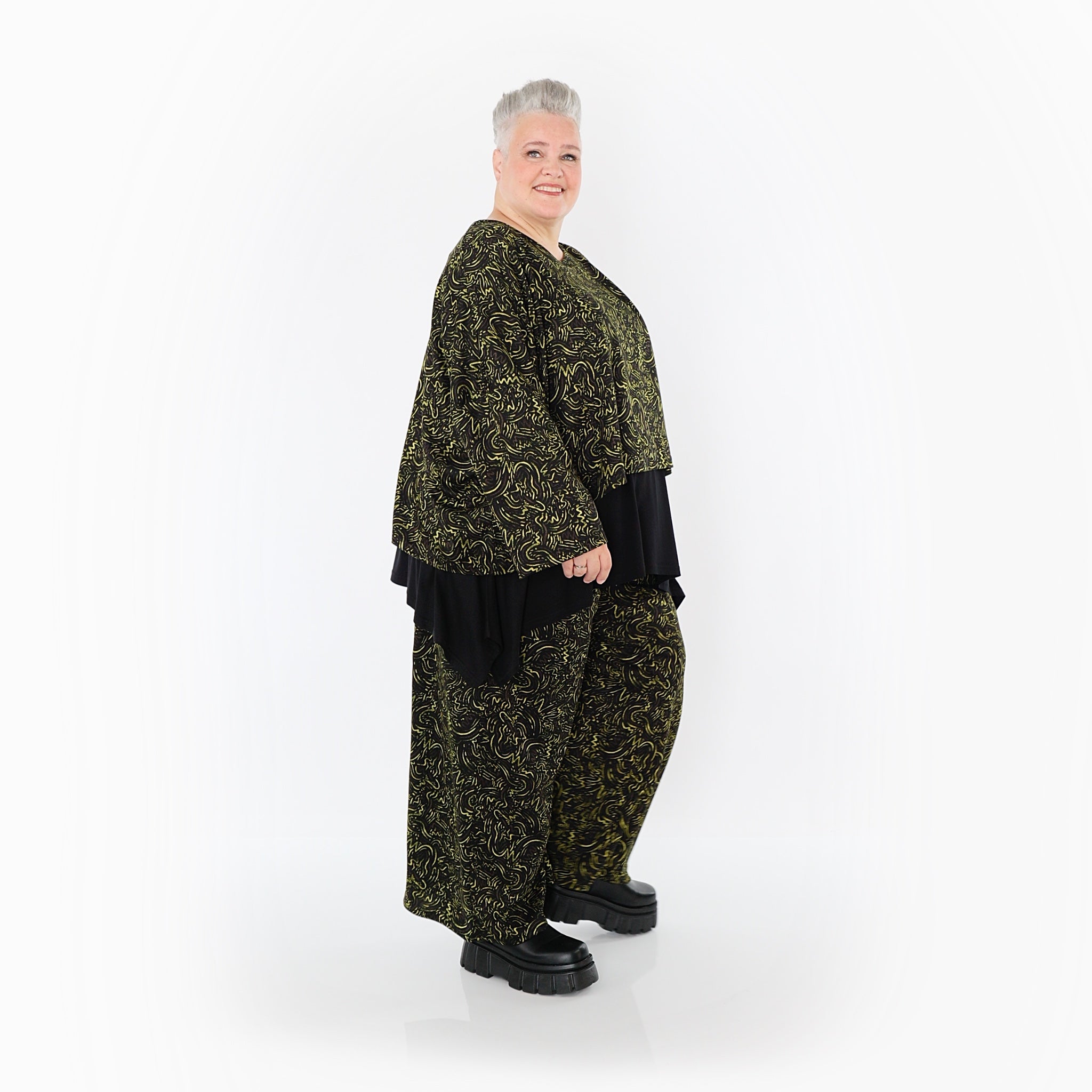 Jeté AKH Fashion 6048, noir-vert fluo-cognac