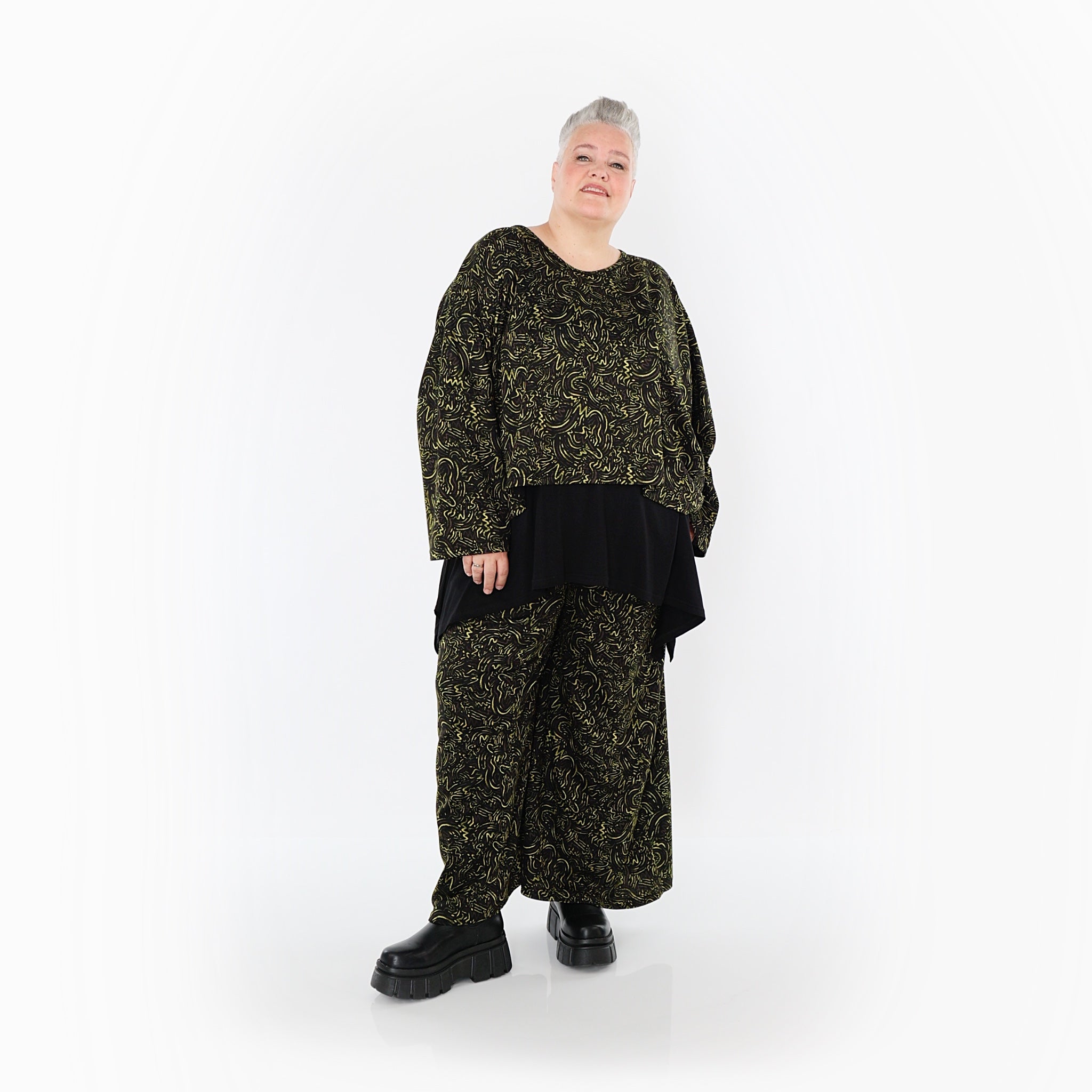 Jeté AKH Fashion 6048, noir-vert fluo-cognac