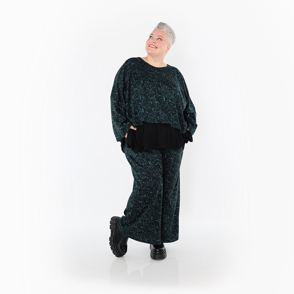 AKH Fashion · Überwurf · Terella · 6048 · Schwarz/Petrol/Grün