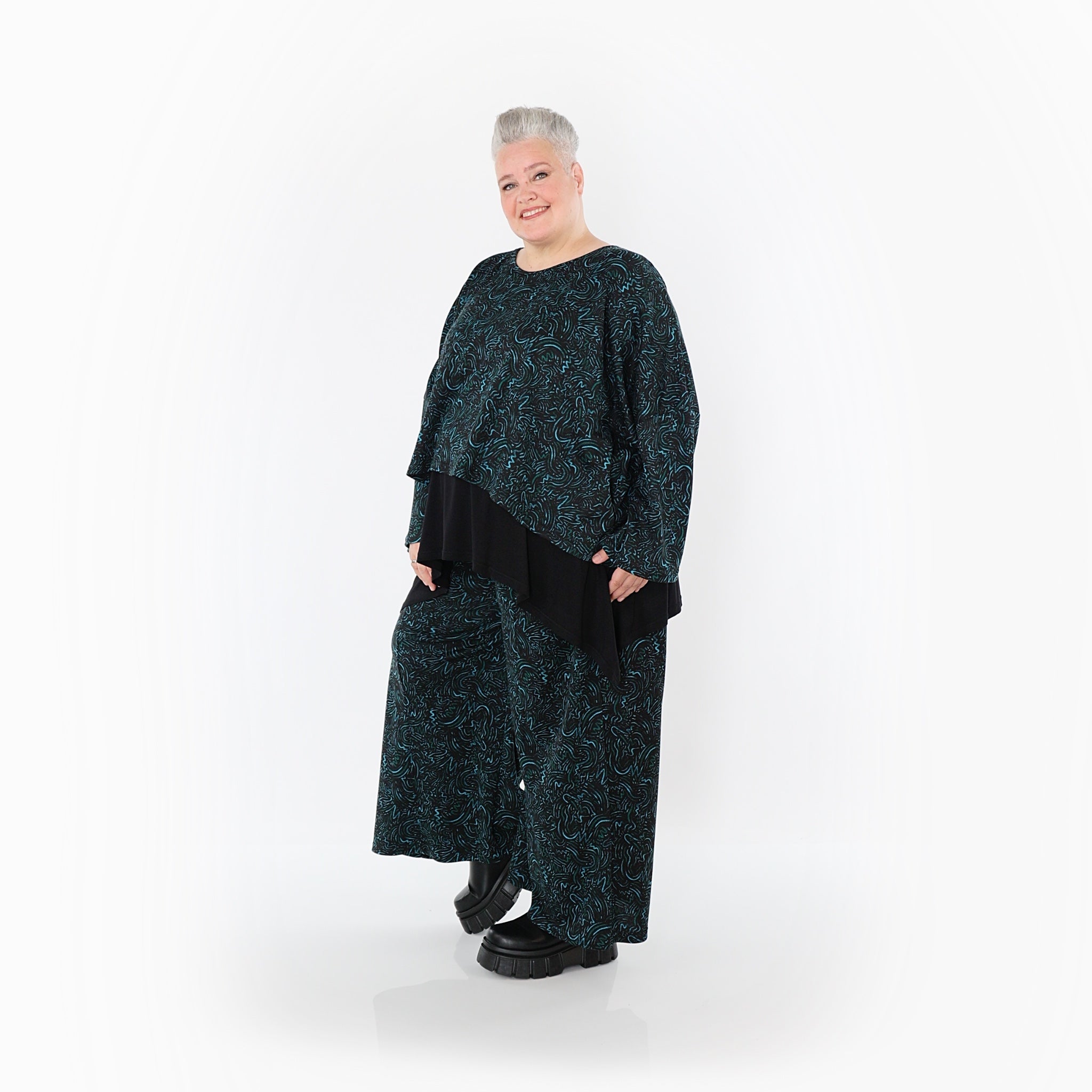 Jeté AKH Fashion 6048, noir-pétrole-vert