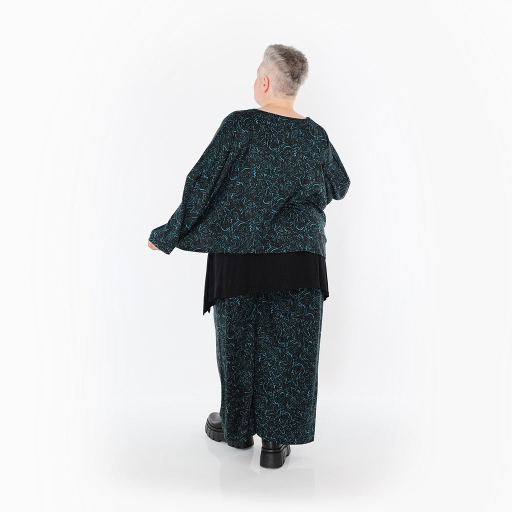 AKH Fashion Trousers 2063 Terella, Black/Petrol/Green