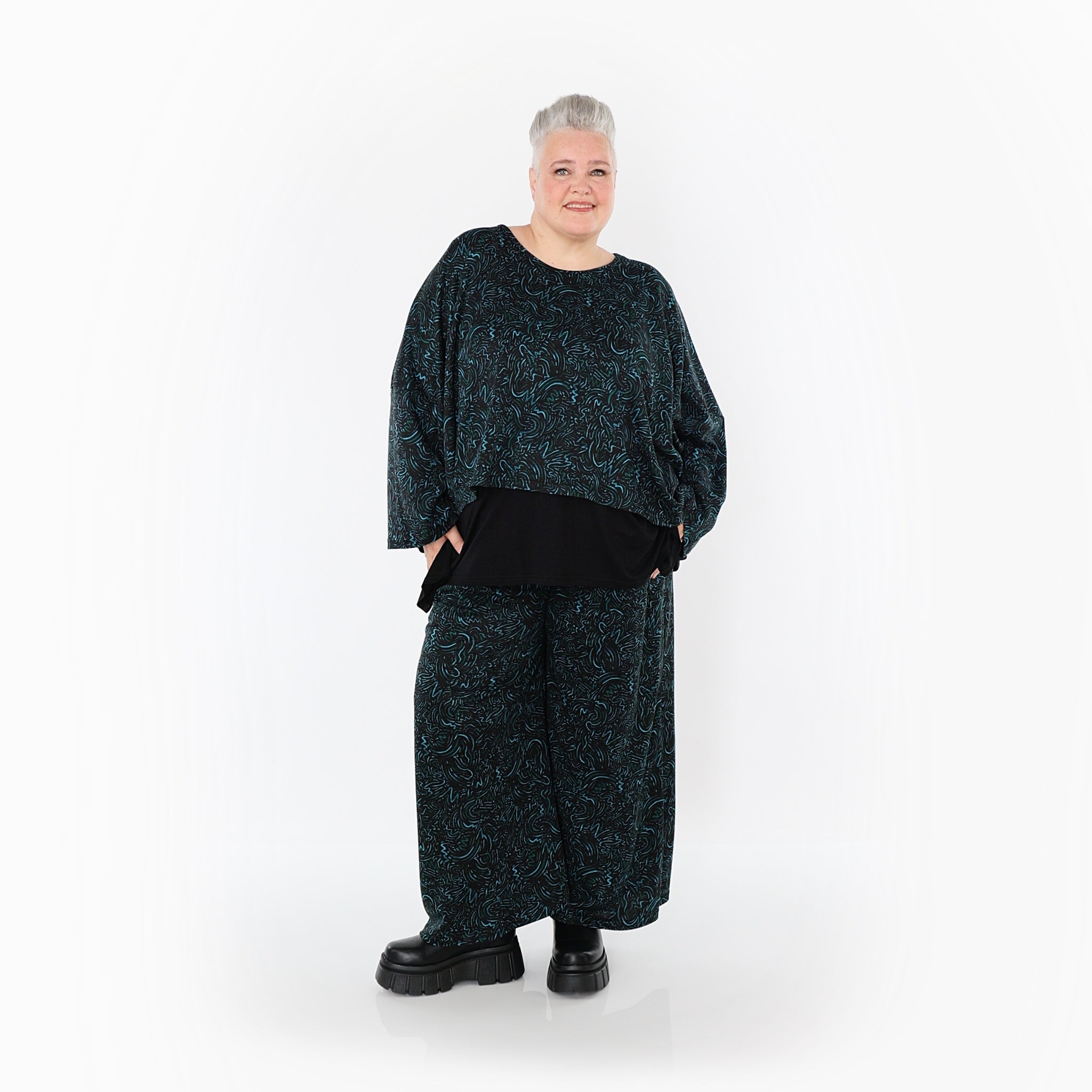 Jeté AKH Fashion 6048, noir-pétrole-vert