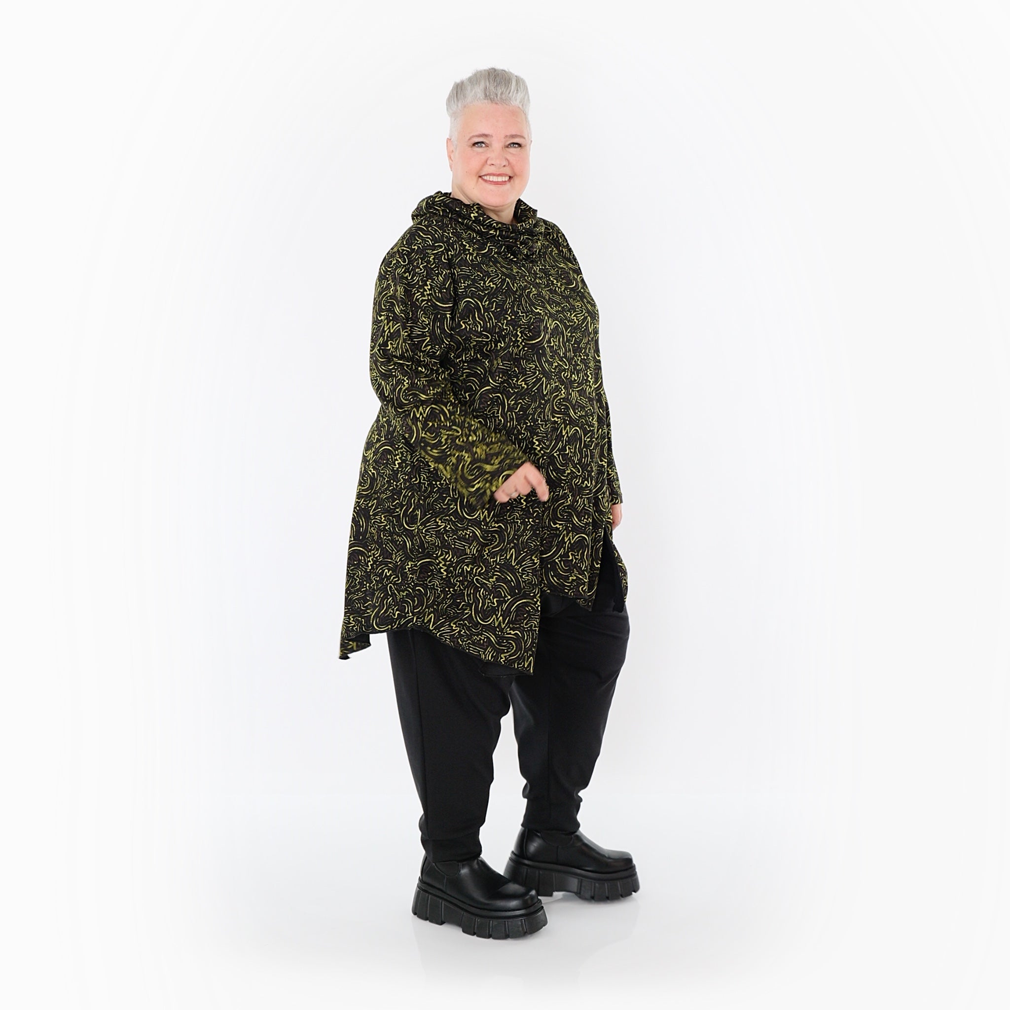 Chemise AKH Fashion 6061 Big, Noir-Vert Fluo-Cognac