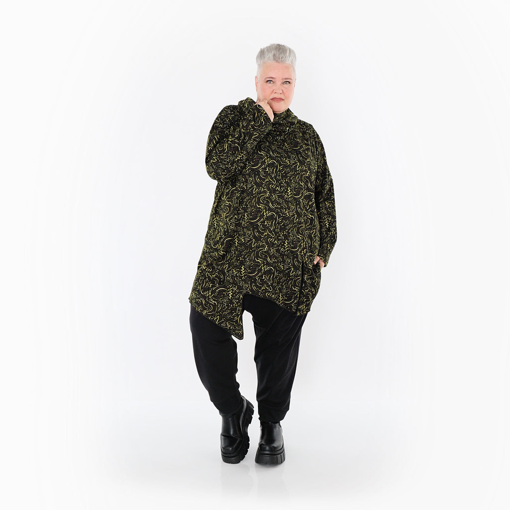Chemise AKH Fashion 6061 Big, Noir-Vert Fluo-Cognac