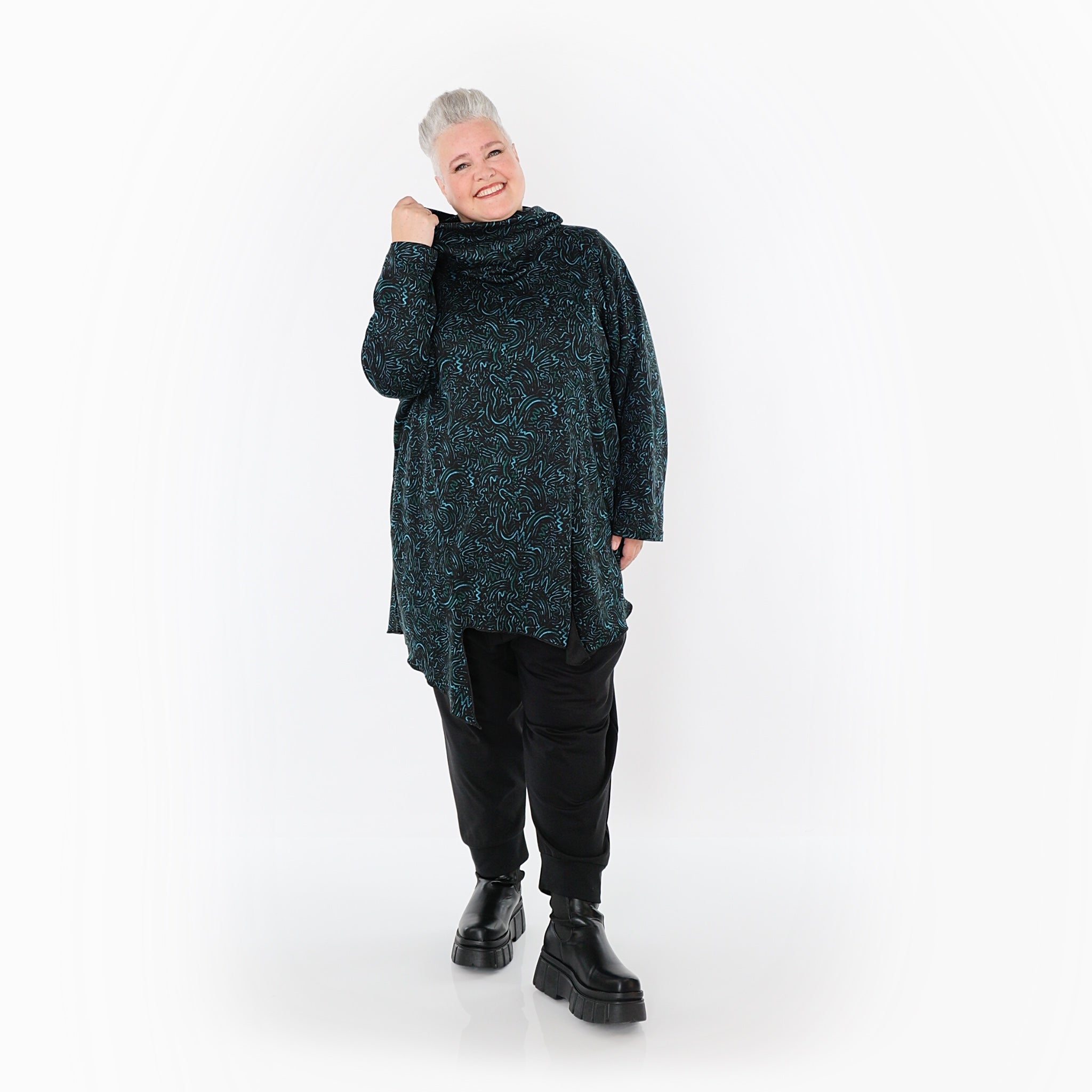 AKH Fashion · Shirt · Terella · 6061 · Schwarz/Petrol/Grün