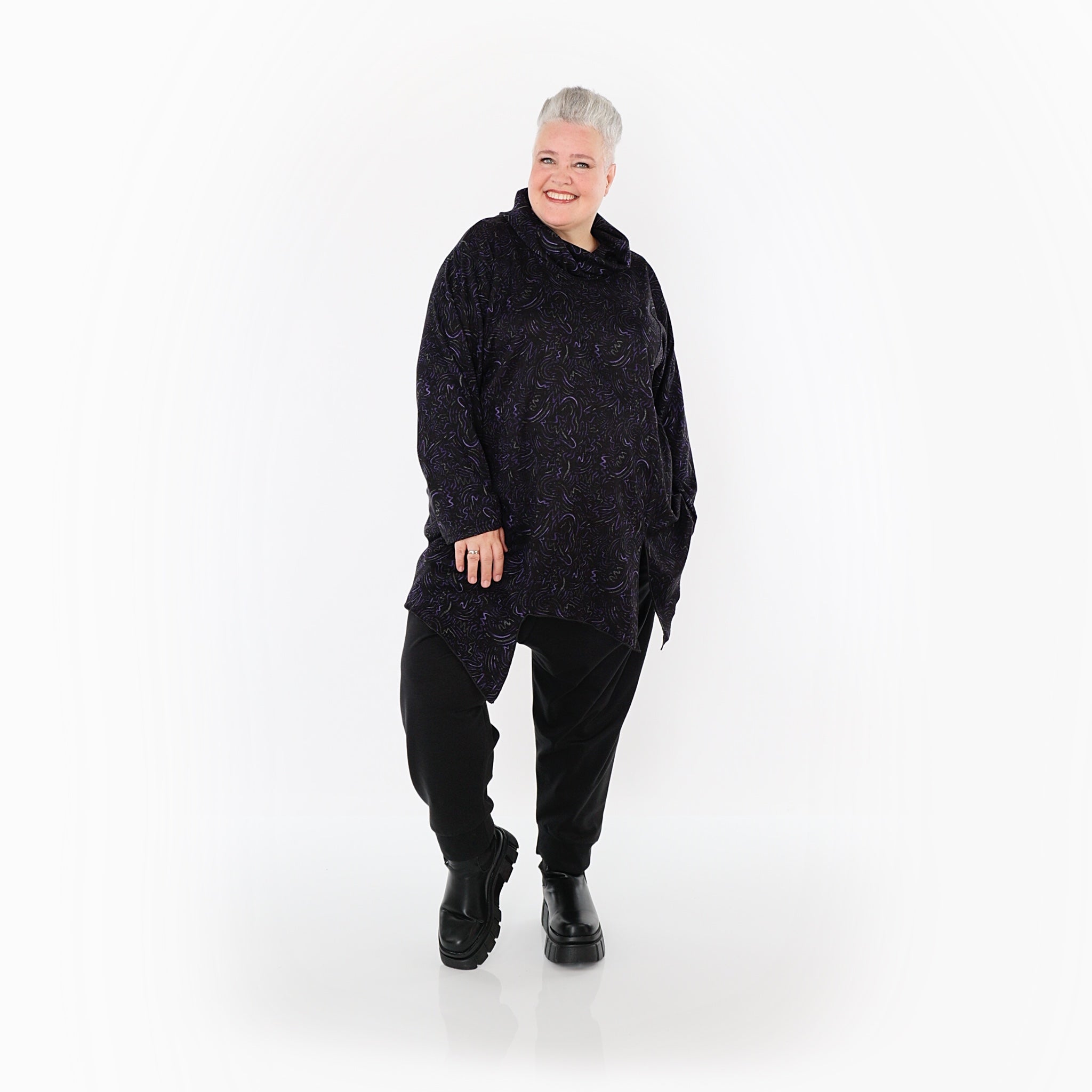 AKH Fashion · Shirt · Terella · 6061 · Schwarz/Violett/Grau