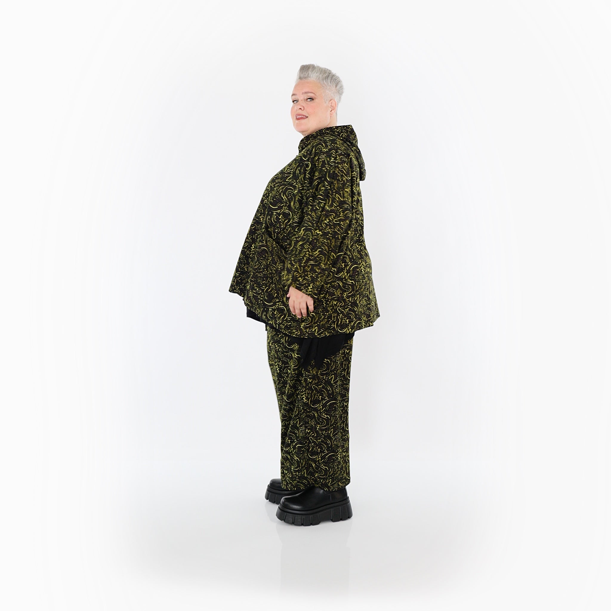 AKH Fashion 7076 Jacket, Black-Neon Green-Cognac