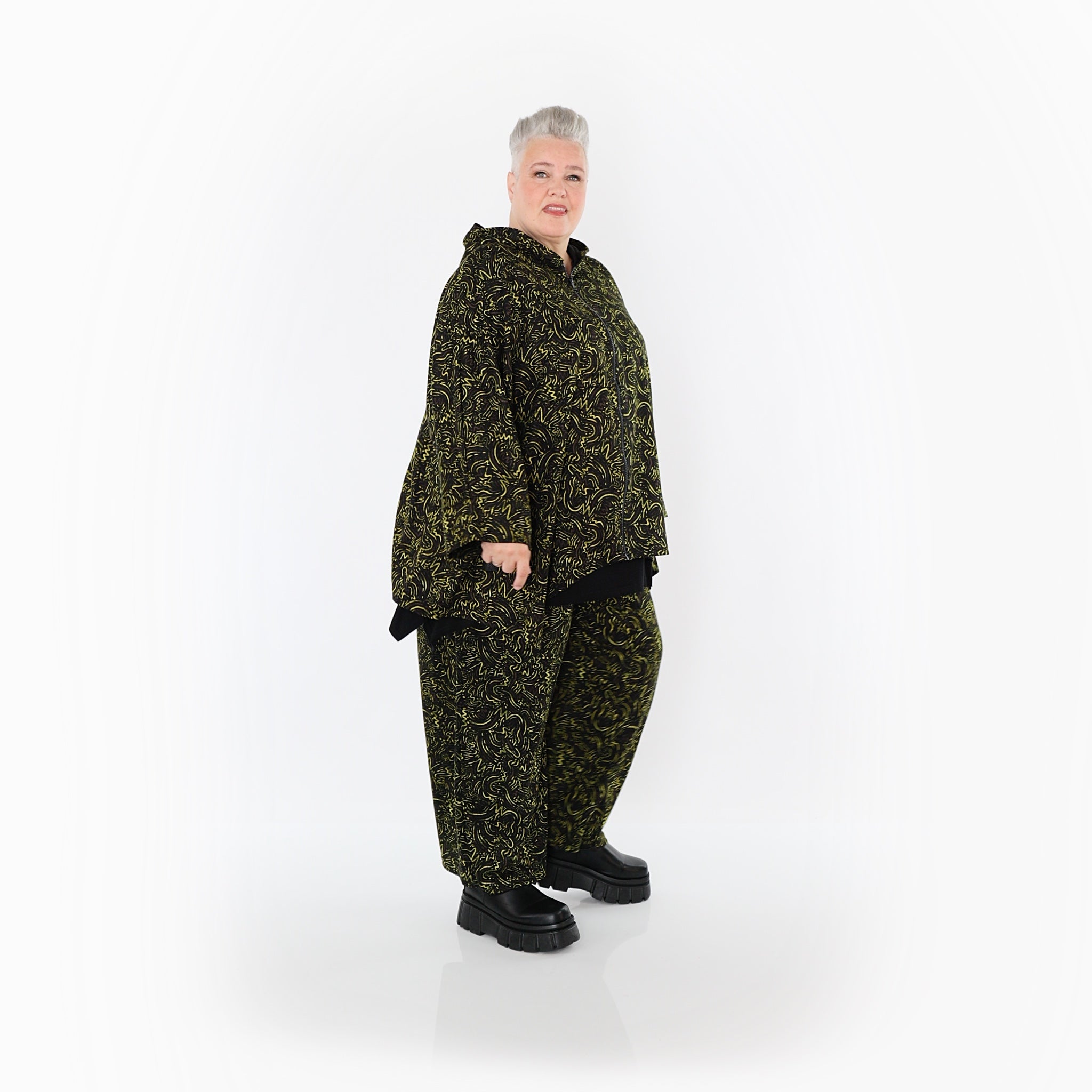 AKH Fashion 7076 Jacket, Black-Neon Green-Cognac