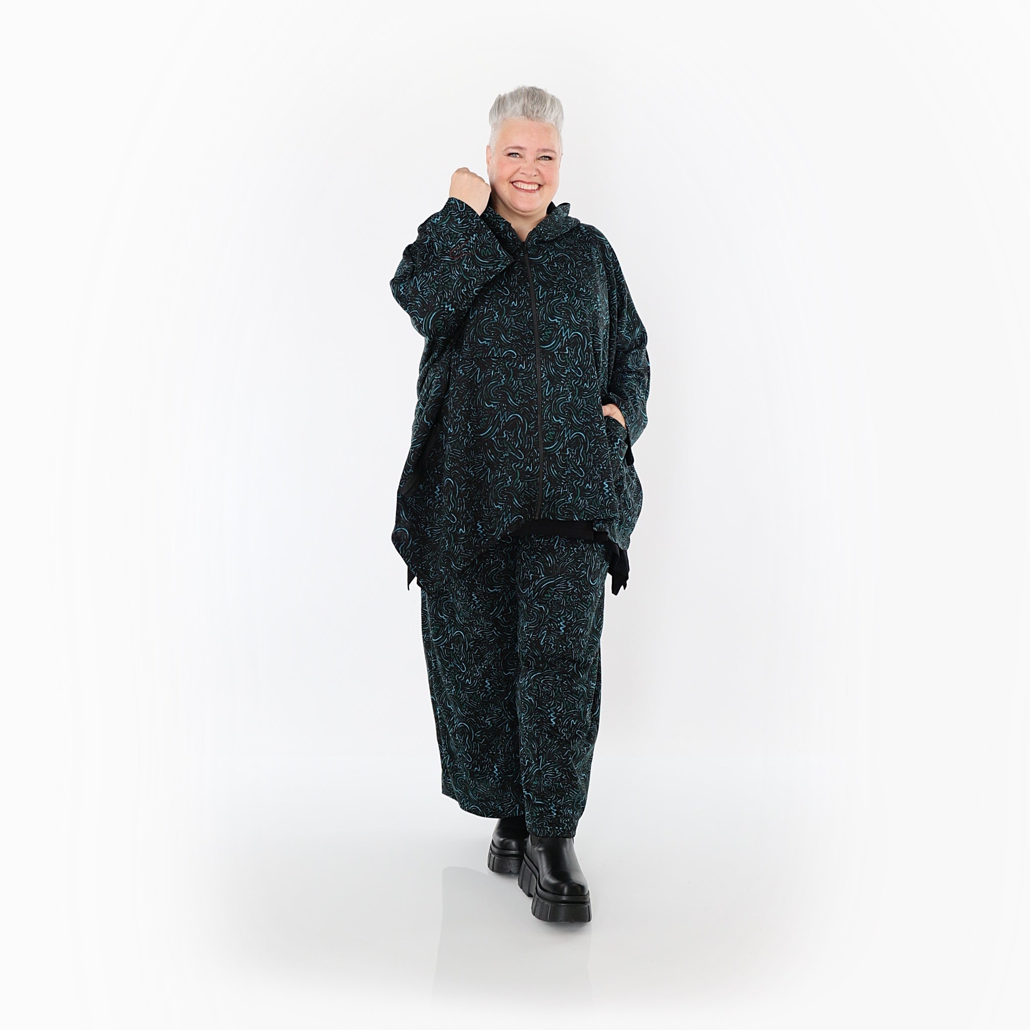 AKH Fashion 7076 Jacket, Black-Petrol-Green