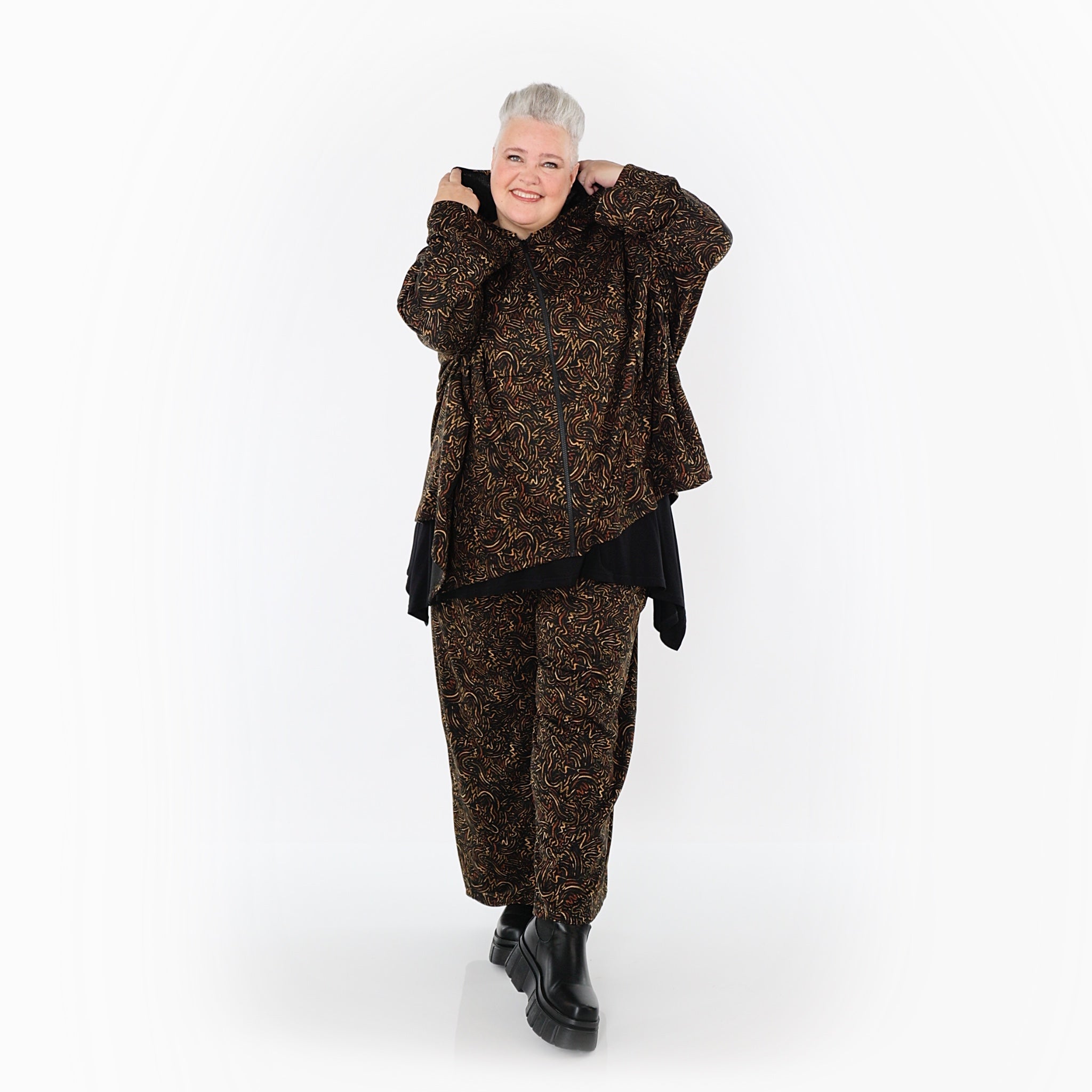 AKH Fashion · Hose · Terella · 7083 · Schwarz/Cognac/Orange