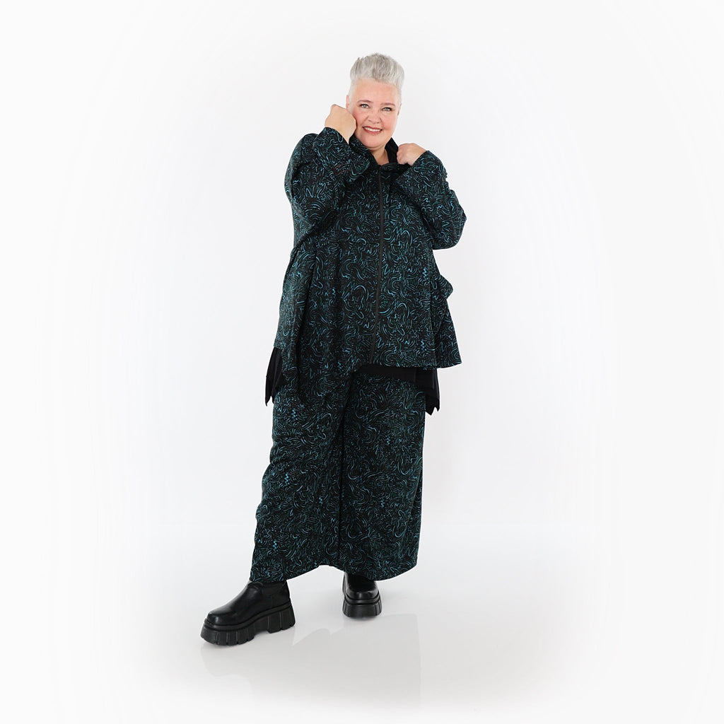 Pantalon AKH Fashion 7083, noir-pétrole-vert