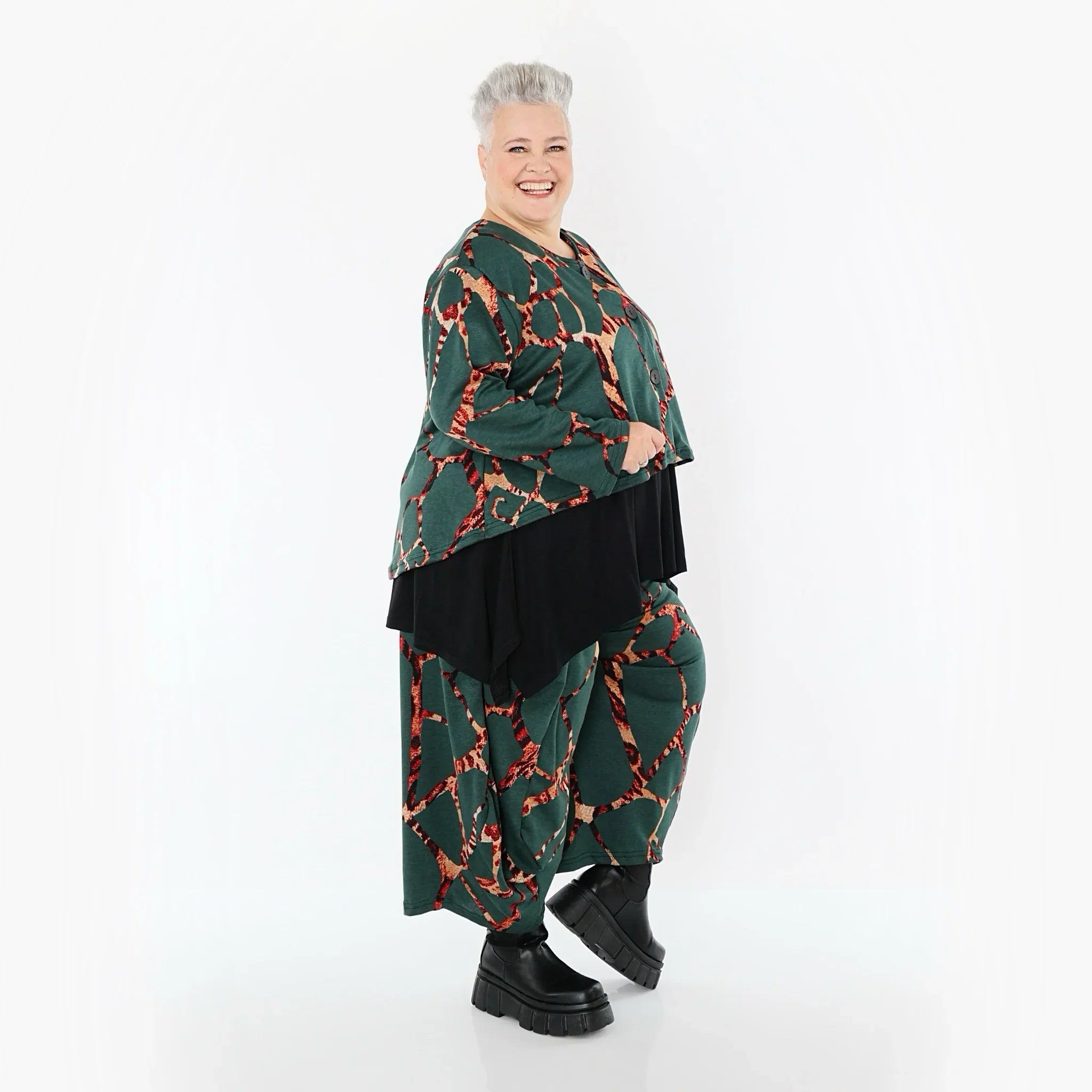 AKH Fashion 8069 Pantalon, Vert-Multi