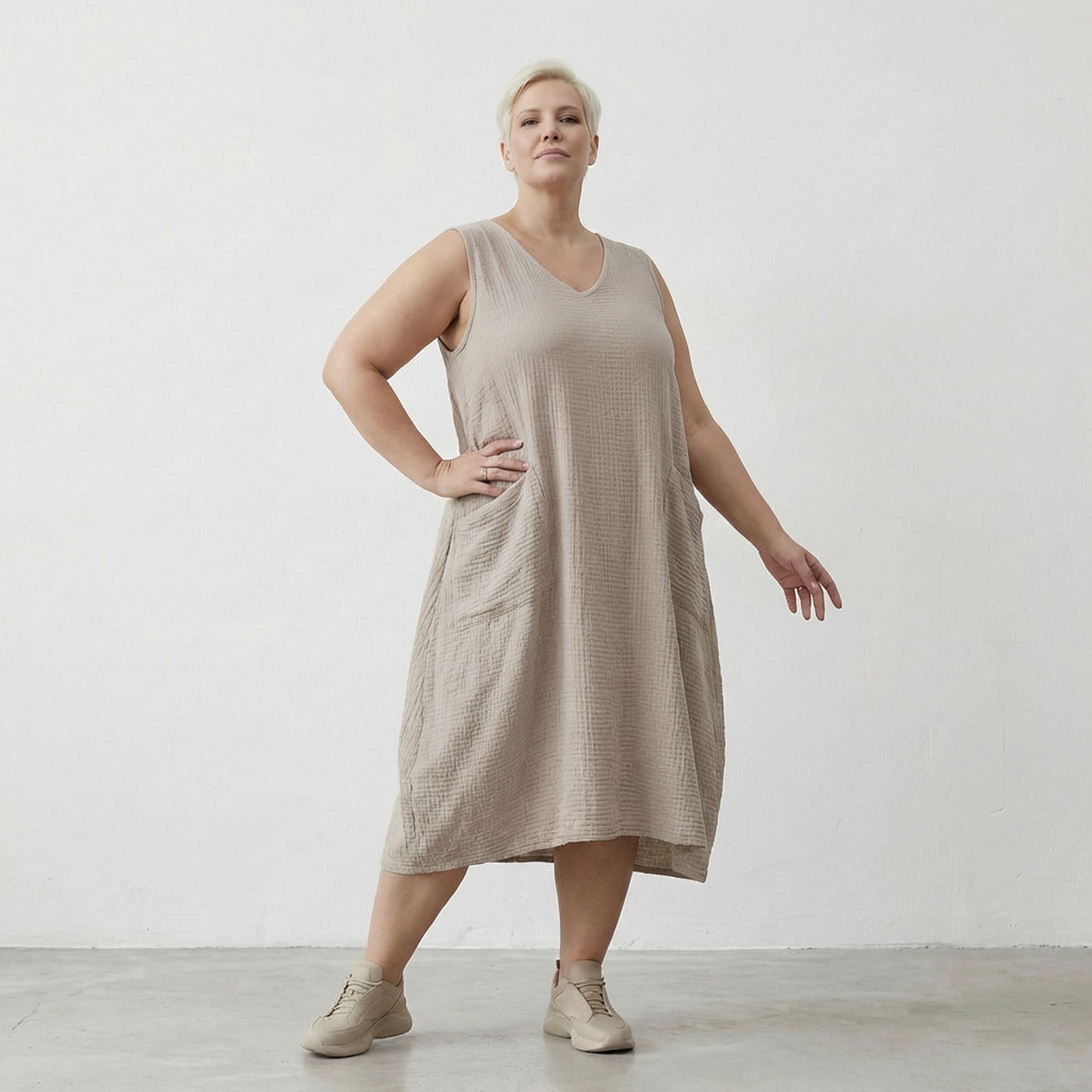 AKH Fashion 7118 Dress, Beige