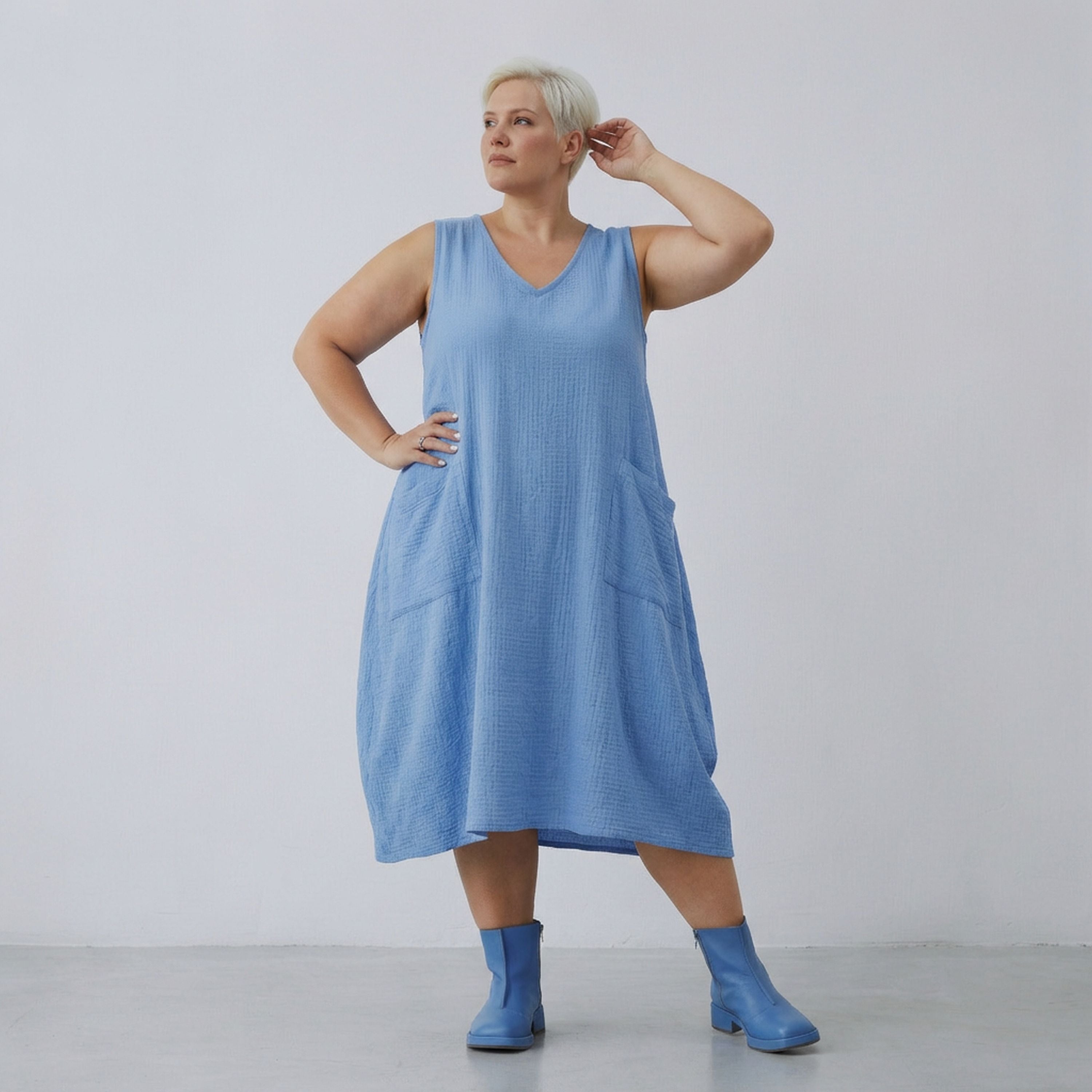 AKH Fashion 7118 Dress, Turquoise