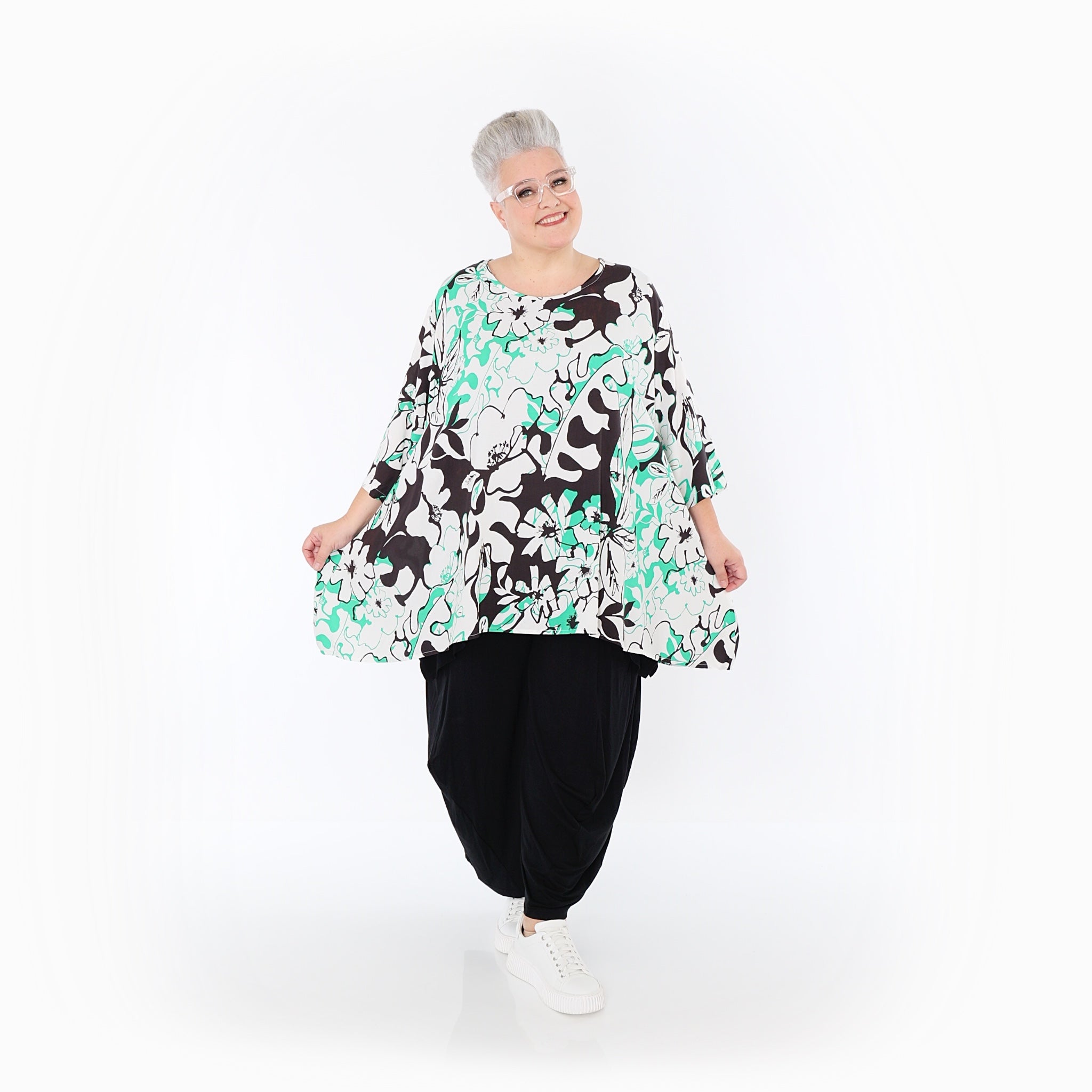 AKH Fashion · Shirt · Isalie · 593 · Weiß/Schwarz/Grün