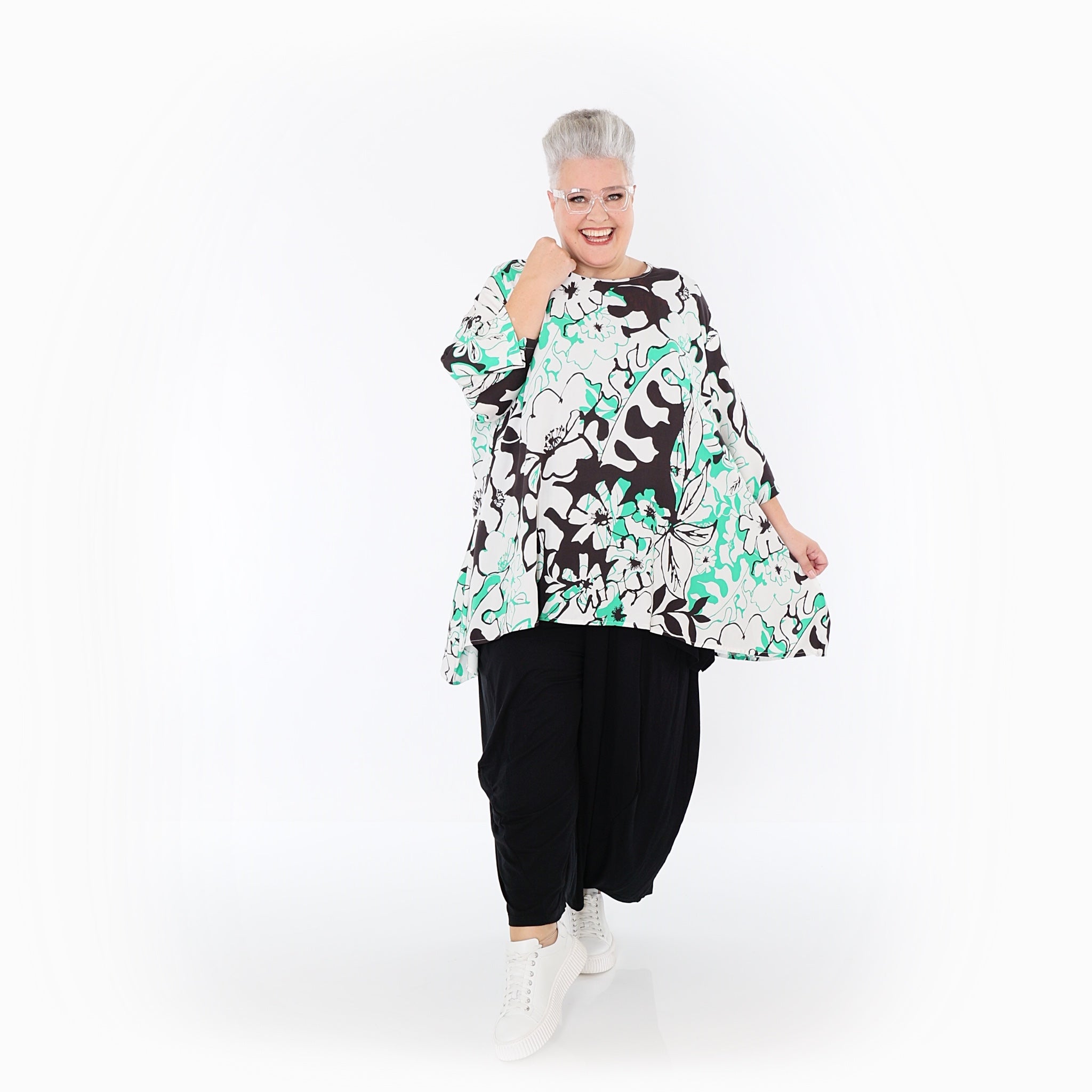 AKH Fashion · Shirt · Isalie · 593 · Weiß/Schwarz/Grün