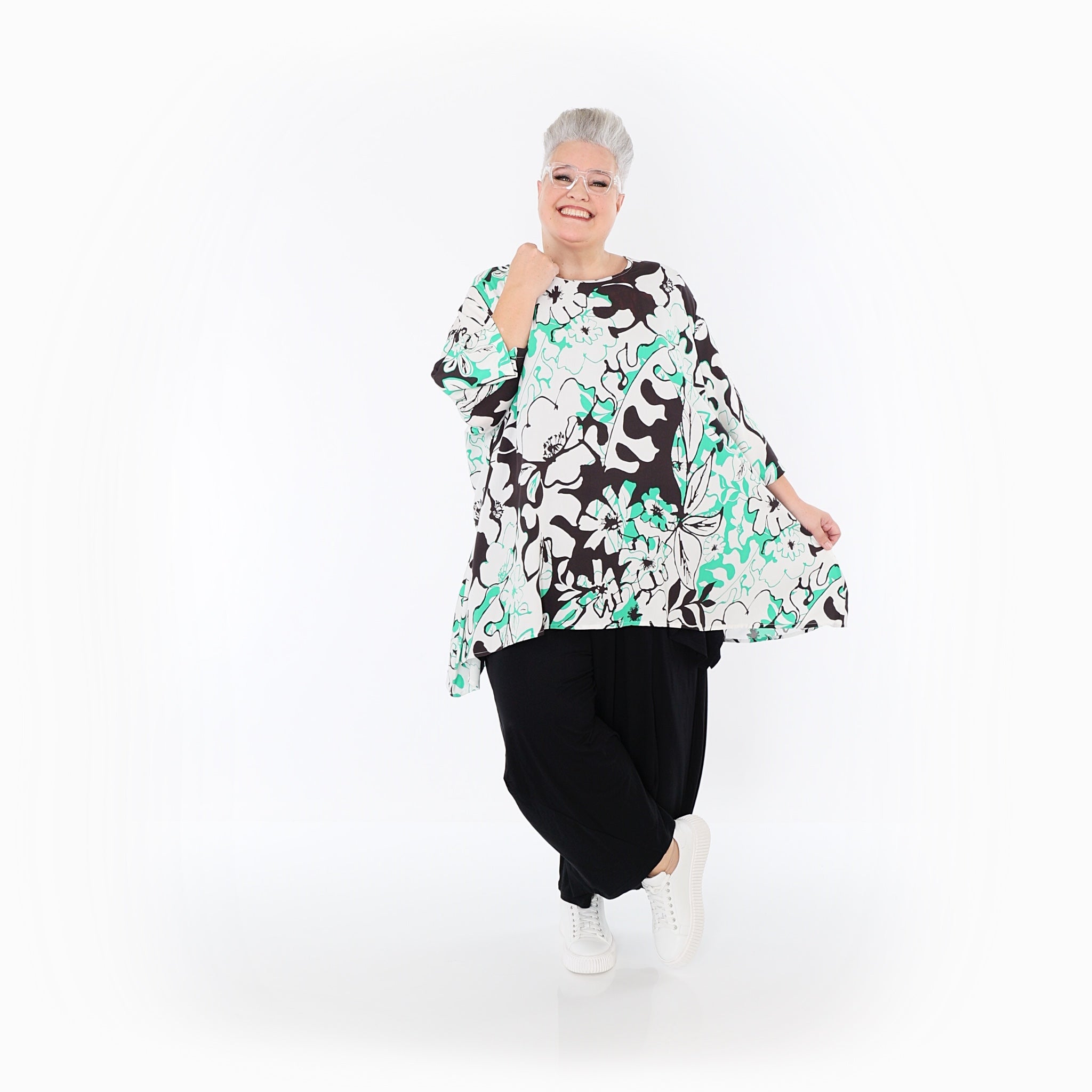 AKH Fashion · Shirt · Isalie · 593 · Weiß/Schwarz/Grün
